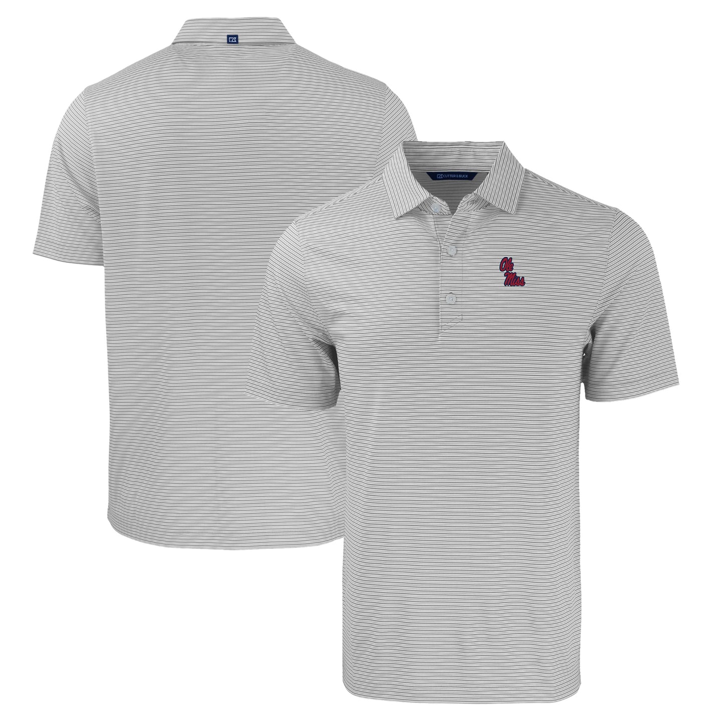 Men's Cutter & Buck Gray/White Ole Miss Rebels Big & Tall Forge Eco Double Stripe Stretch Recycled Polo