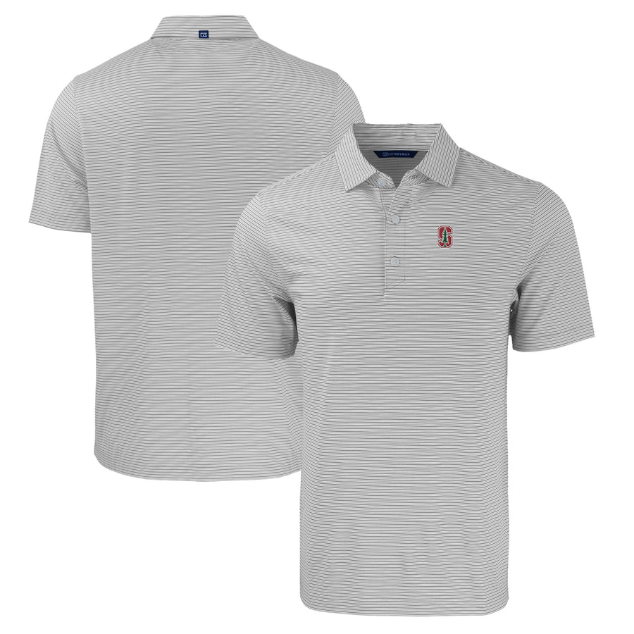 Men's Cutter & Buck Gray/White Stanford Cardinal Big & Tall Forge Eco Double Stripe Stretch Recycled Polo