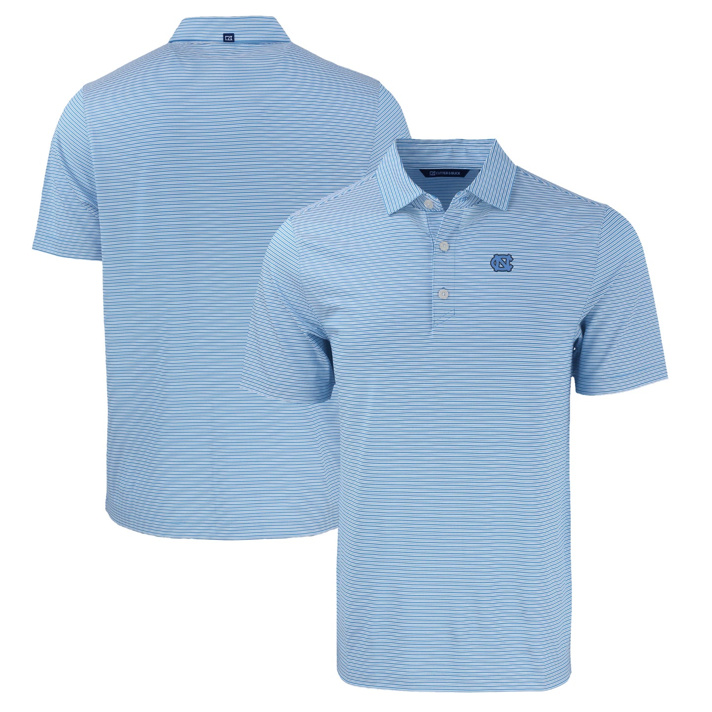 Men's Cutter & Buck Carolina Blue North Carolina Tar Heels Big & Tall Forge Eco Double Stripe Stretch Recycled Polo