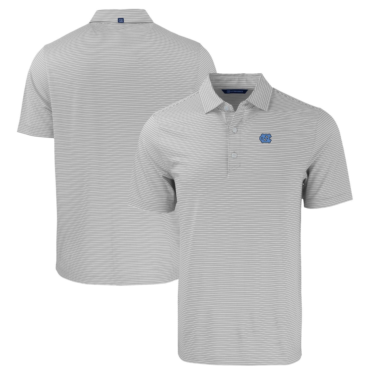 Men's Cutter & Buck Gray/White North Carolina Tar Heels Big & Tall Forge Eco Double Stripe Stretch Recycled Polo