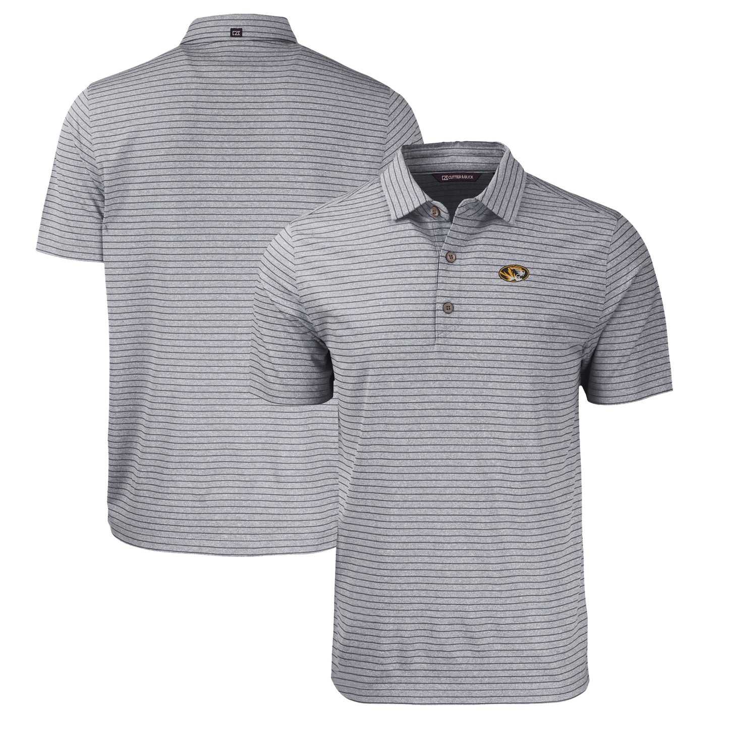 Men's Cutter & Buck Heather Black Missouri Tigers Big & Tall Forge Eco Stripe Stretch Recycled Polo