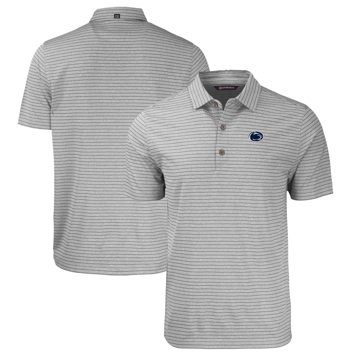 Men's Cutter & Buck Heather Gray Penn State Nittany Lions Big & Tall Forge Eco Heather Stripe Stretch Recycled Polo