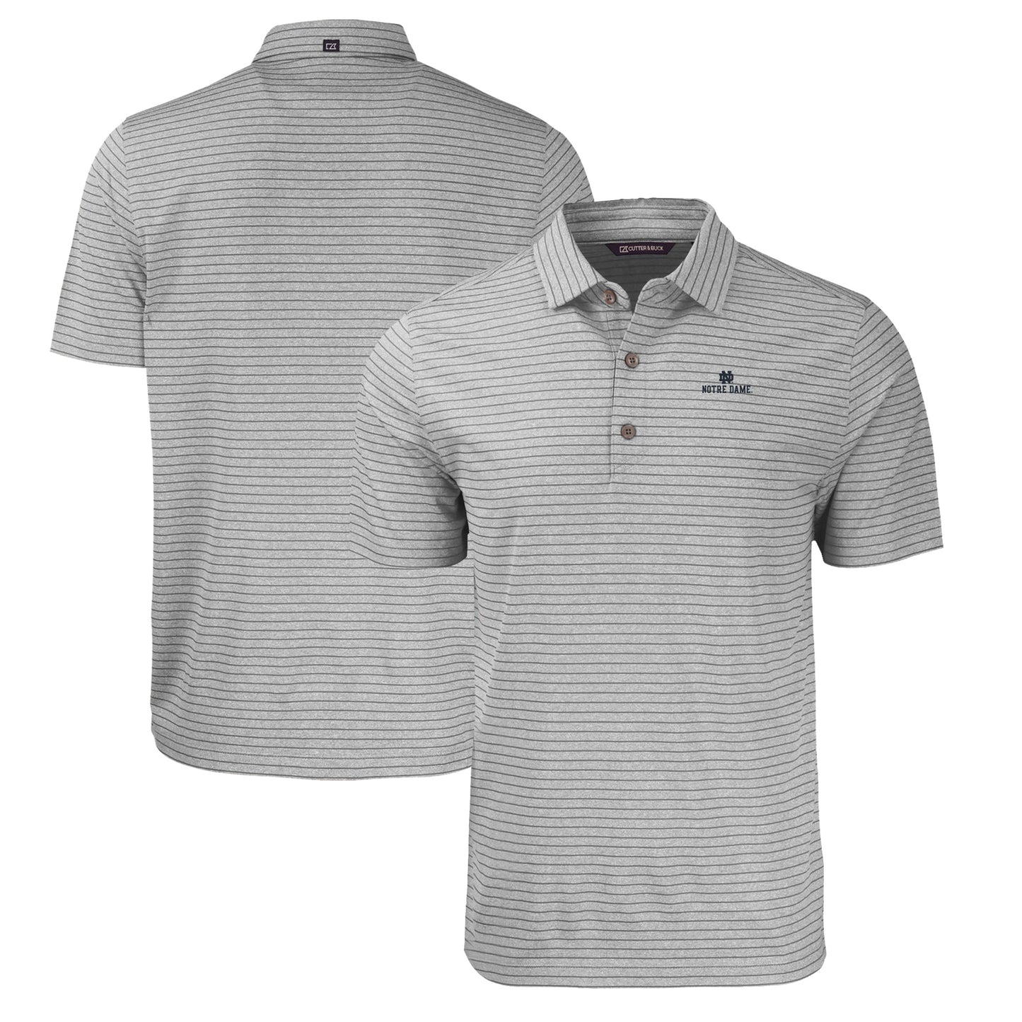 Men's Cutter & Buck Heather Gray Notre Dame Fighting Irish Big & Tall Forge Eco Heather Stripe Stretch Recycled Polo