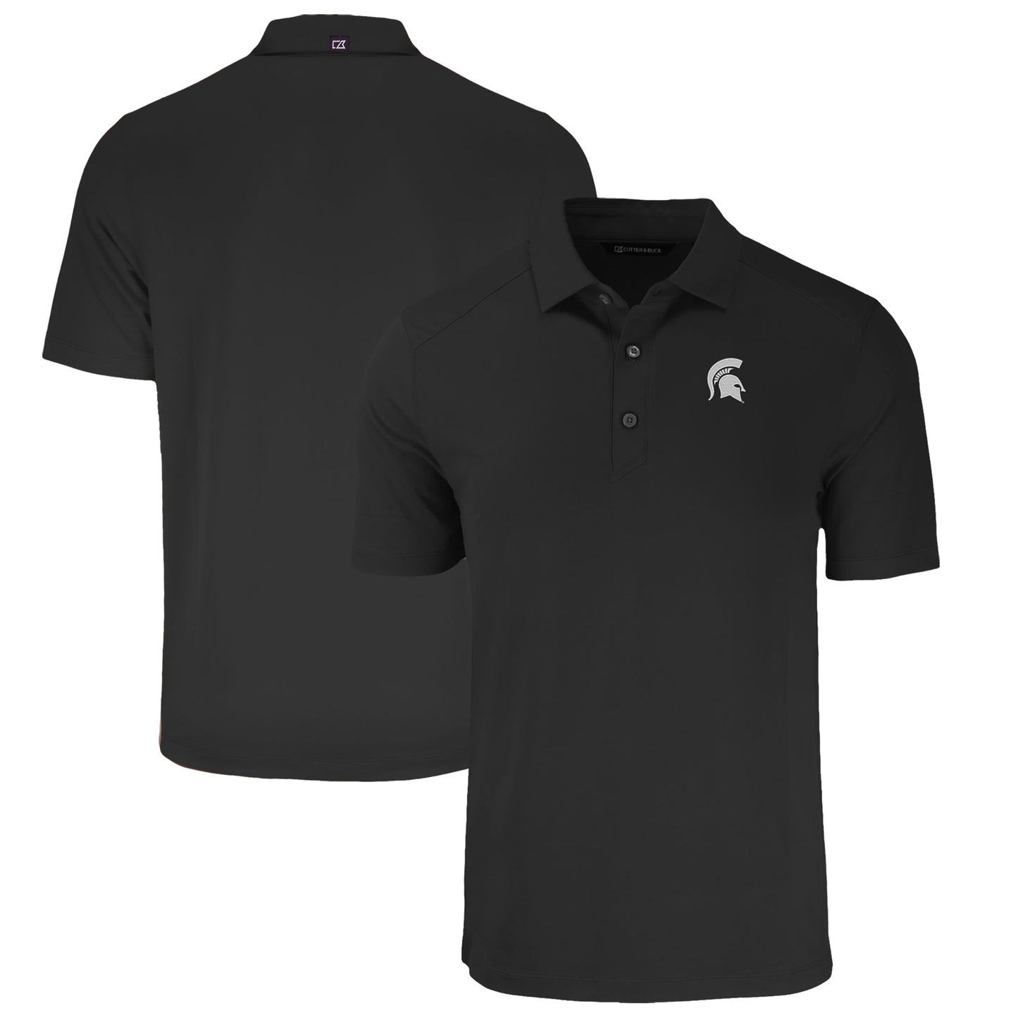 Men's Cutter & Buck Black Michigan State Spartans Big & Tall Forge Eco Stretch Recycled Polo