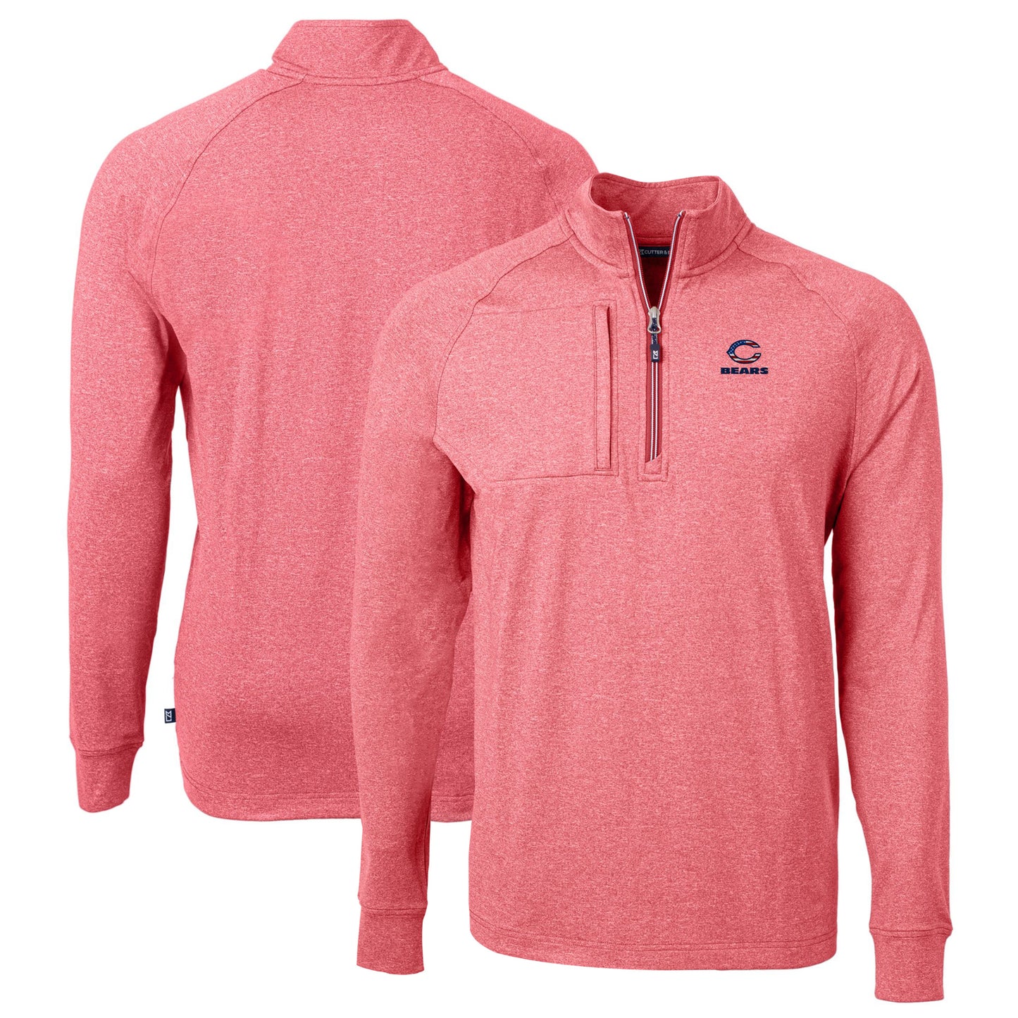 Men's Cutter & Buck Heather Red Chicago Bears Big & Tall Adapt Eco Knit Quarter-Zip Pullover Top