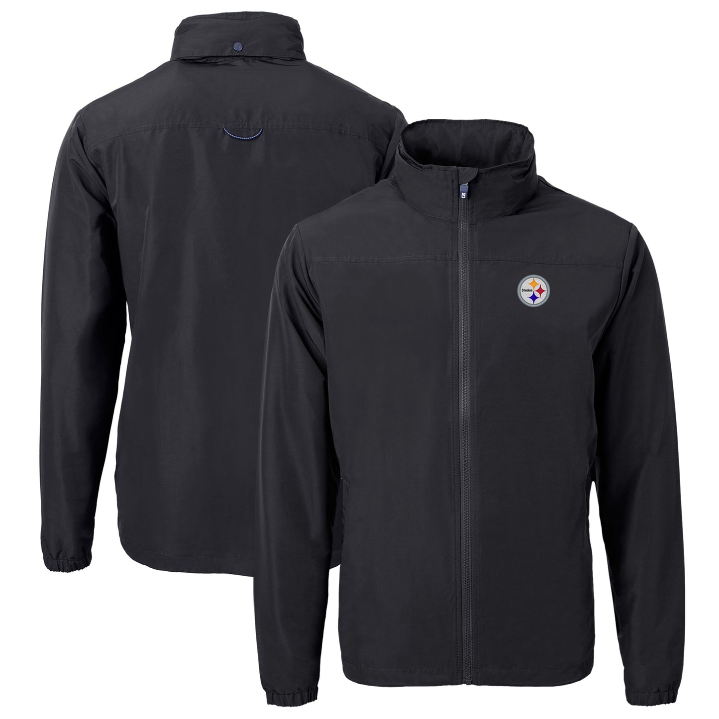 Men's Cutter & Buck Black Pittsburgh Steelers Big & Tall Charter Eco Knit Recycled Full-Zip Jacket