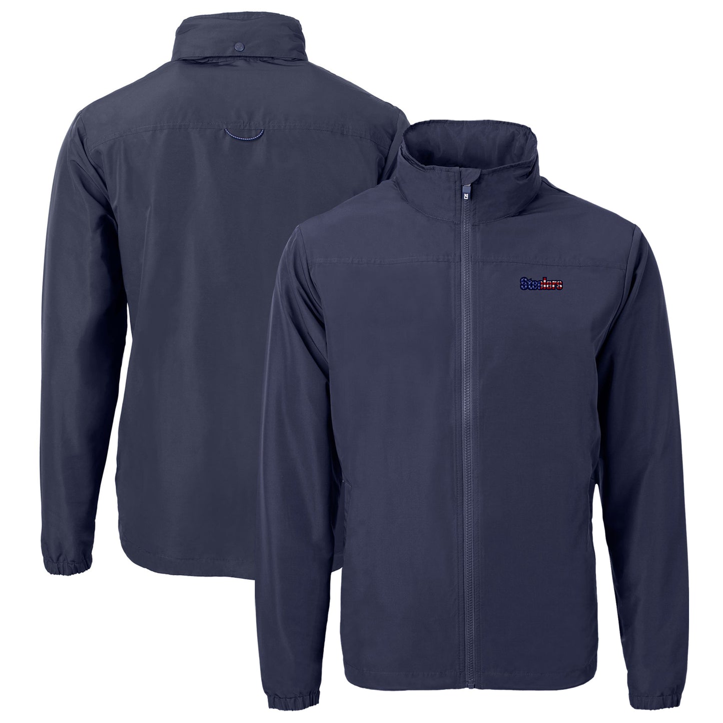 Men's Cutter & Buck Navy Pittsburgh Steelers Big & Tall Charter Eco Knit Recycled Full-Zip Jacket