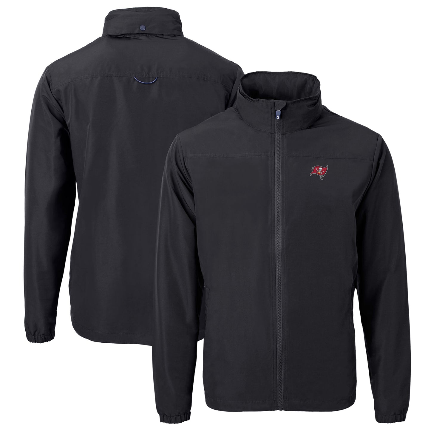 Men's Cutter & Buck Black Tampa Bay Buccaneers Big & Tall Charter Eco Knit Recycled Full-Zip Jacket