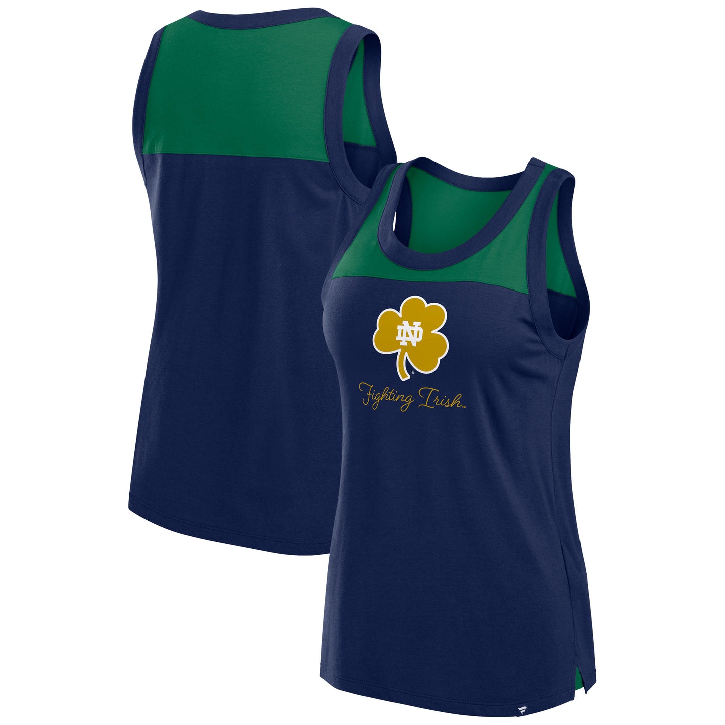 Women's Fanatics Navy Notre Dame Fighting Irish Crosley Colorblock Tank Top