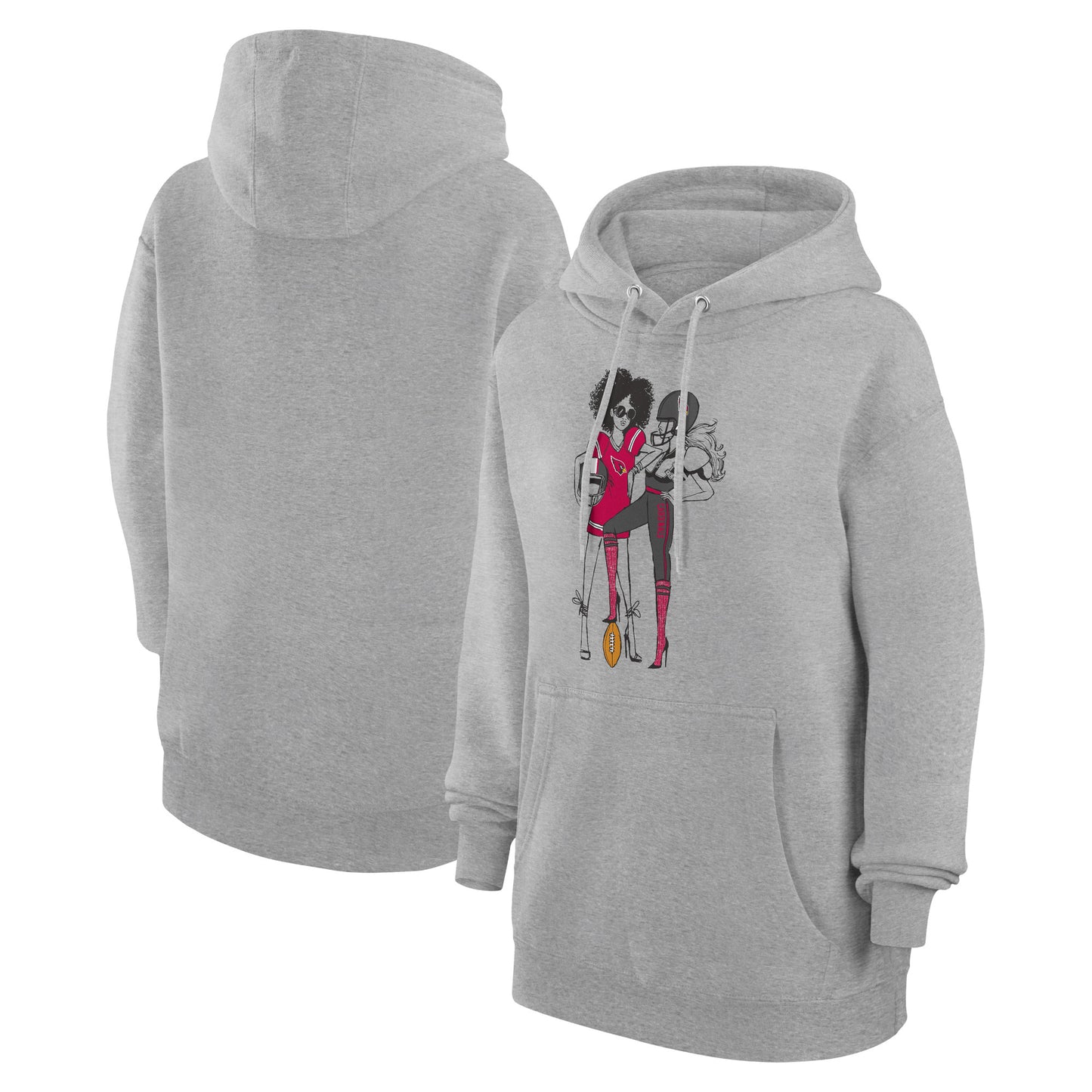 Women's G-III 4Her by Carl Banks Heather Gray Arizona Cardinals Football Girls Graphic Pullover Hoodie