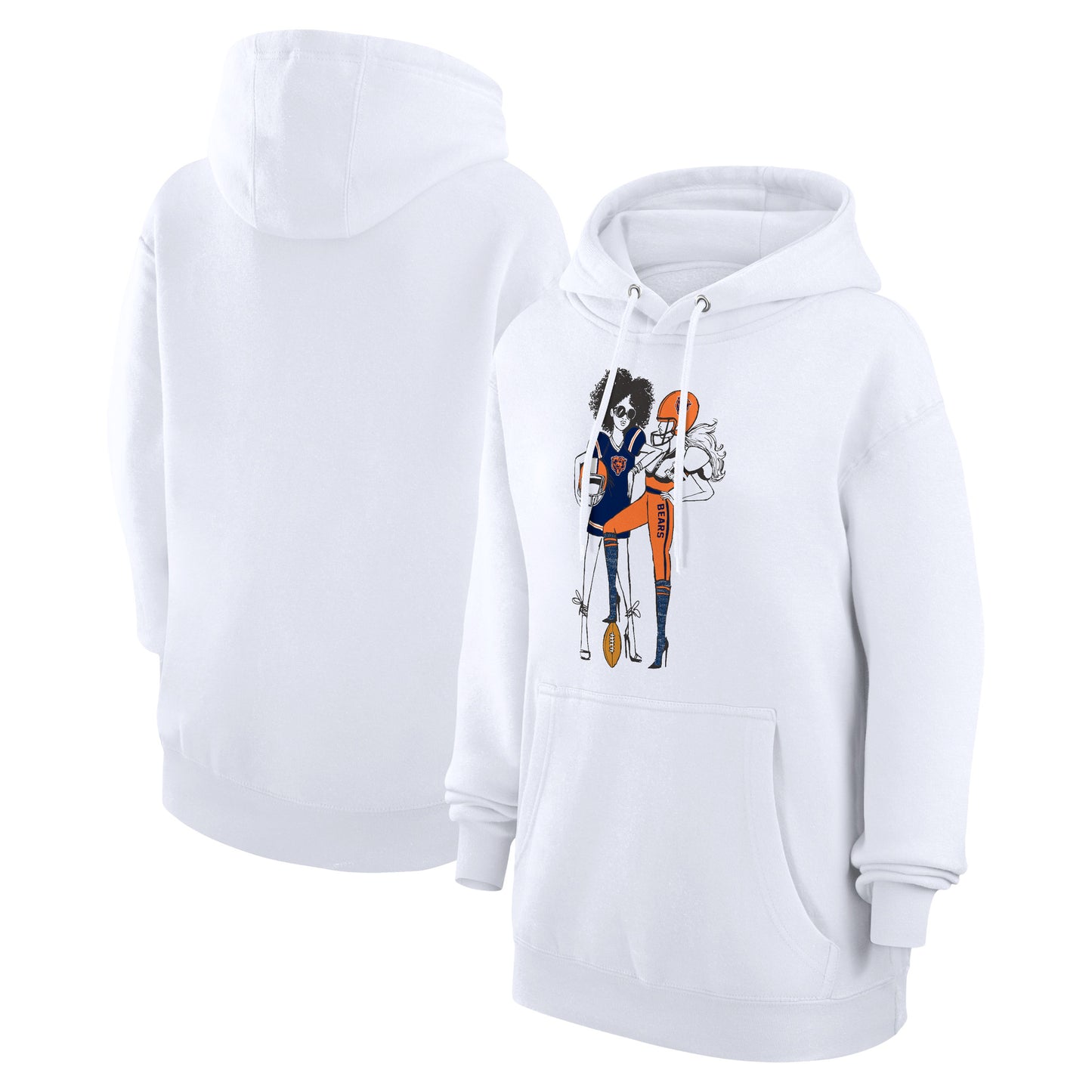 Women's G-III 4Her by Carl Banks White Chicago Bears Football Girls Graphic Pullover Hoodie