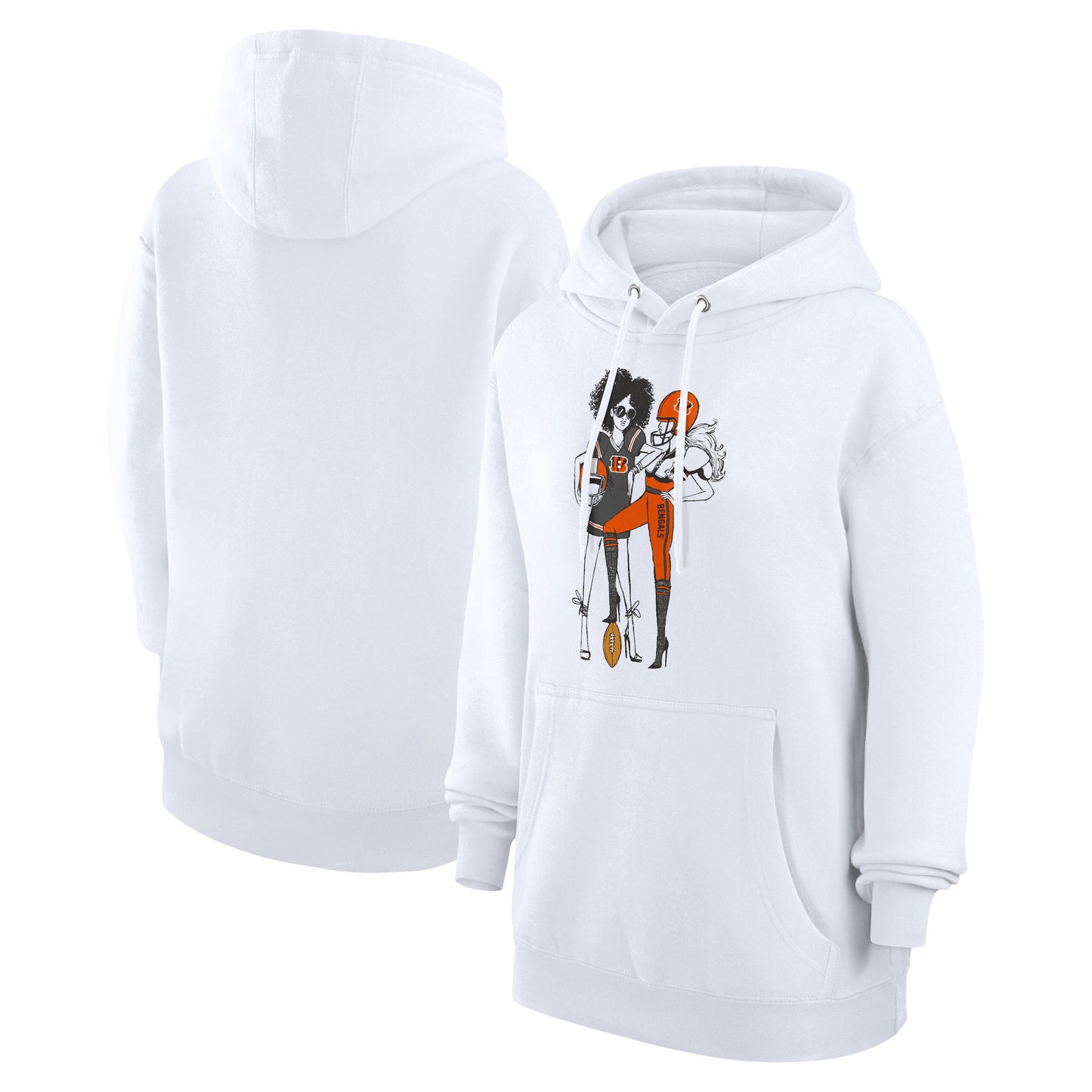 Women's G-III 4Her by Carl Banks White Cincinnati Bengals Football Girls Graphic Pullover Hoodie