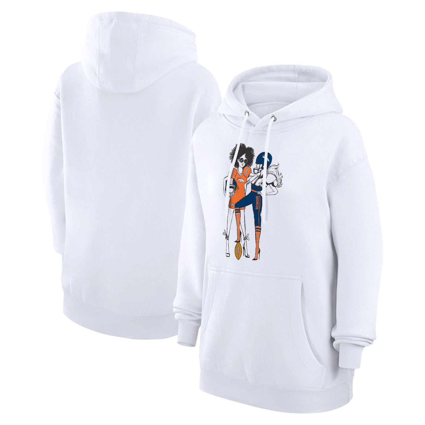 Women's G-III 4Her by Carl Banks White Denver Broncos Football Girls Graphic Pullover Hoodie