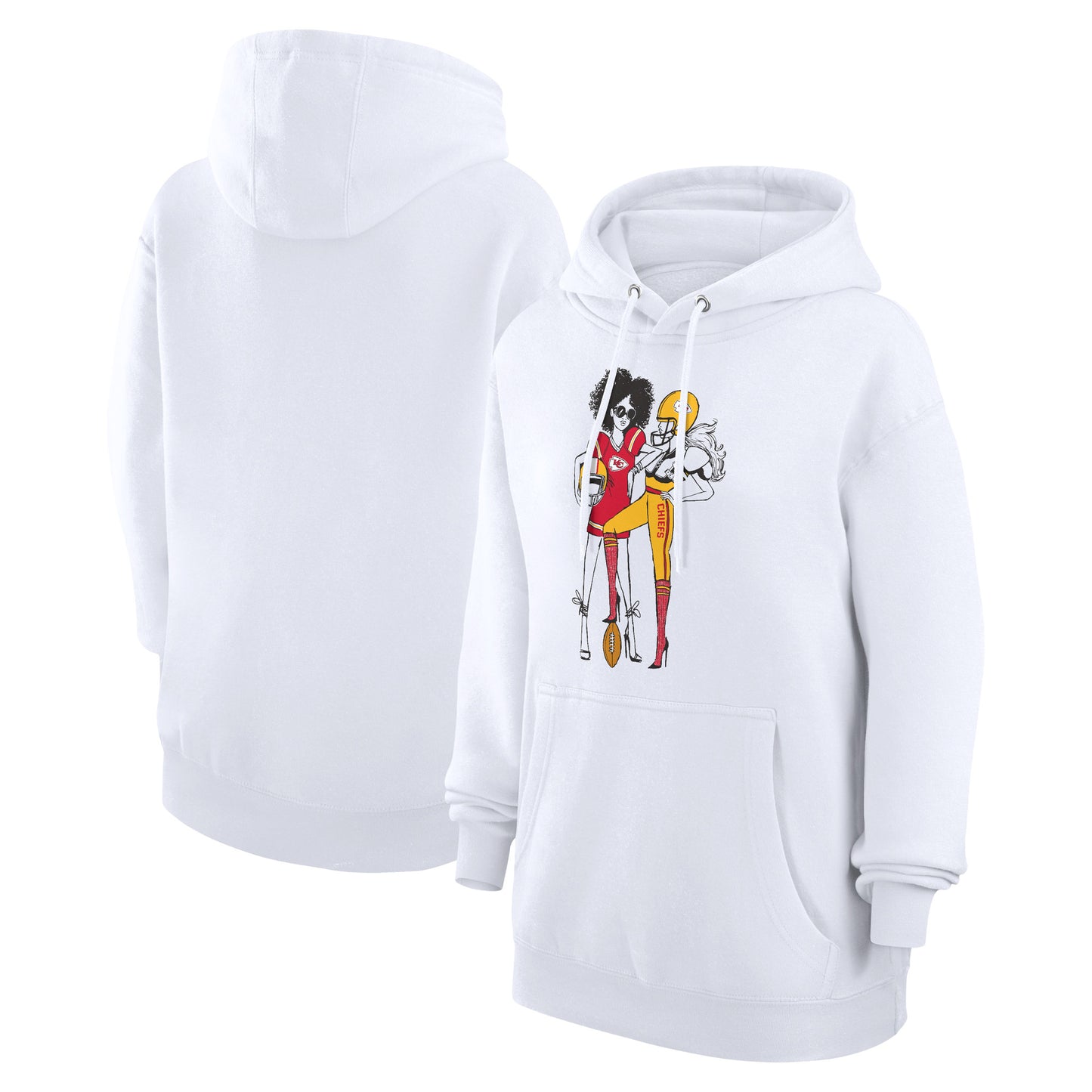 Women's G-III 4Her by Carl Banks White Kansas City Chiefs Football Girls Graphic Pullover Hoodie