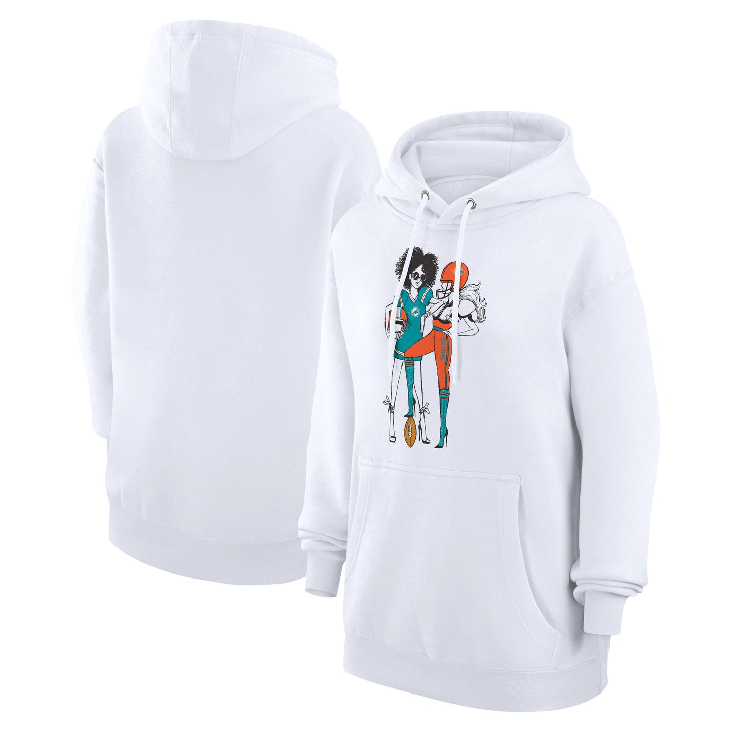 Women's G-III 4Her by Carl Banks White Miami Dolphins Football Girls Graphic Pullover Hoodie