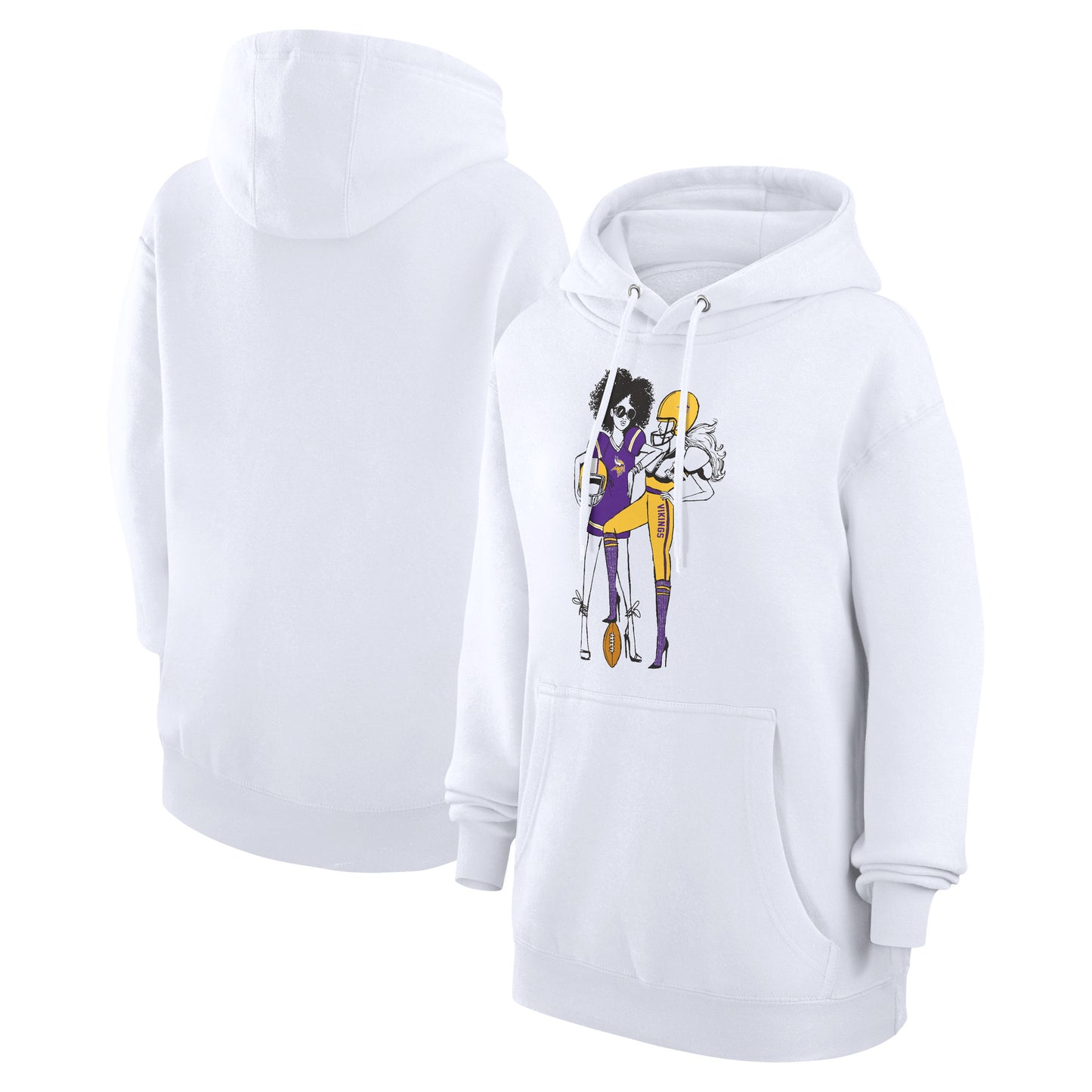 Women's G-III 4Her by Carl Banks White Minnesota Vikings Football Girls Graphic Pullover Hoodie