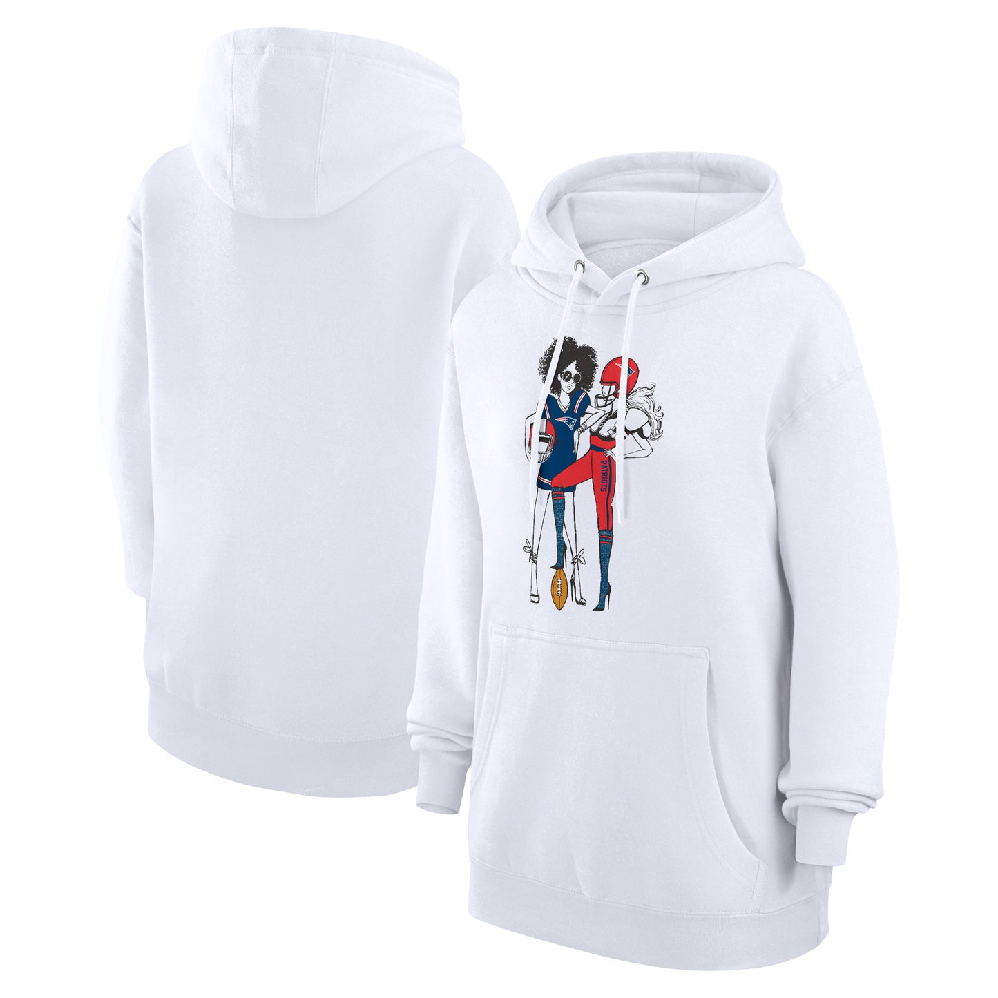 Women's G-III 4Her by Carl Banks White New England Patriots Football Girls Graphic Pullover Hoodie