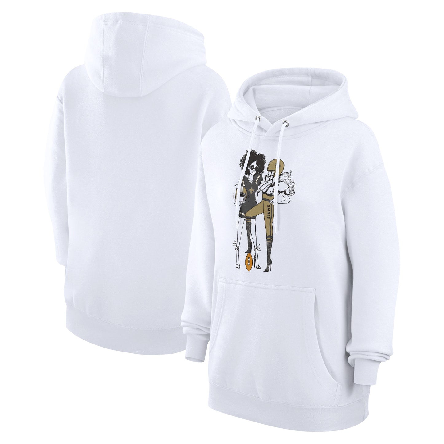 Women's G-III 4Her by Carl Banks White New Orleans Saints Football Girls Graphic Pullover Hoodie