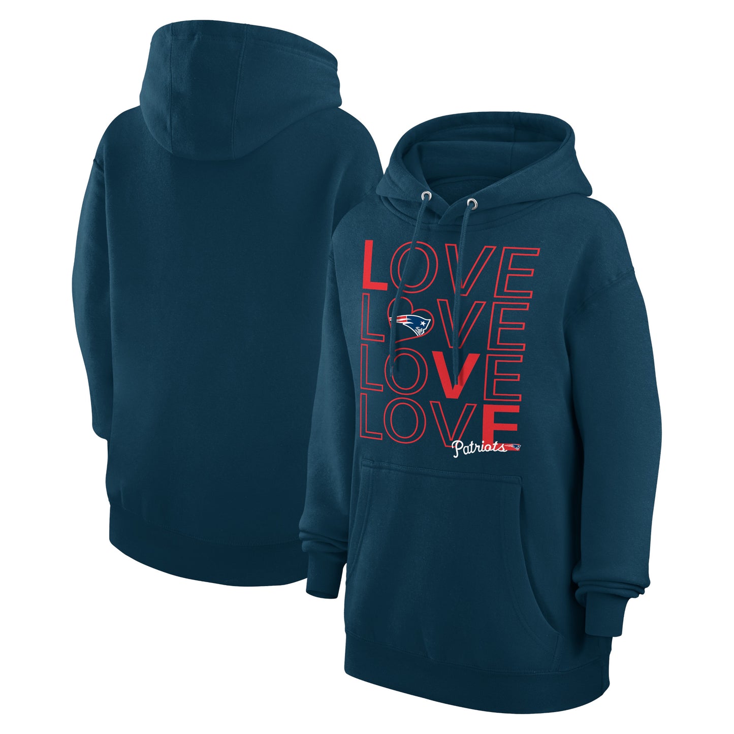 Women's G-III 4Her by Carl Banks Navy New England Patriots Love Graphic Pullover Hoodie