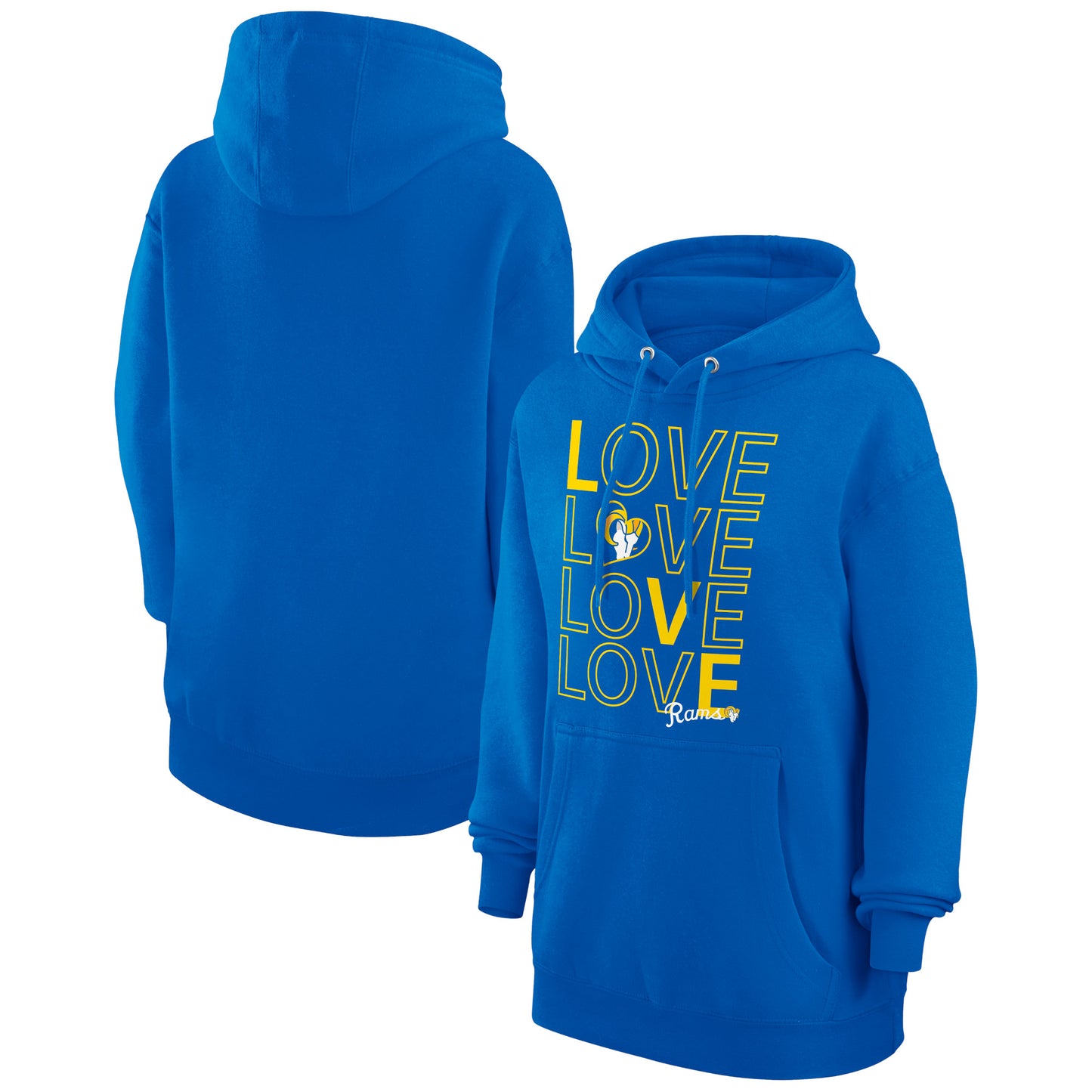 Women's G-III 4Her by Carl Banks Royal Los Angeles Rams Love Graphic Pullover Hoodie