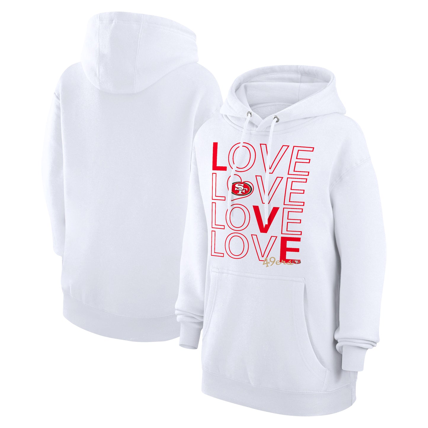 Women's G-III 4Her by Carl Banks White San Francisco 49ers Love Graphic Pullover Hoodie