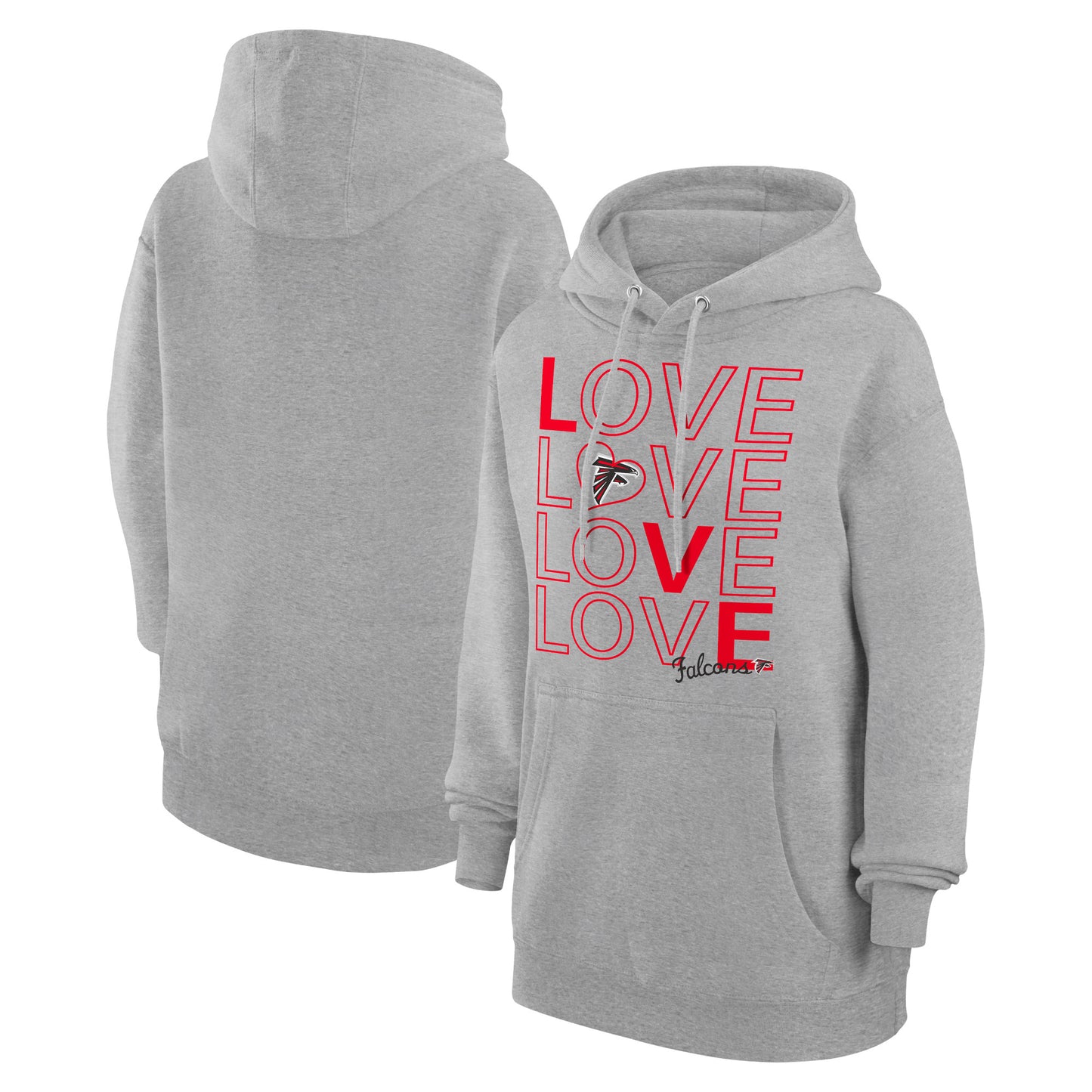 Women's G-III 4Her by Carl Banks Heather Gray Atlanta Falcons Love Graphic Pullover Hoodie