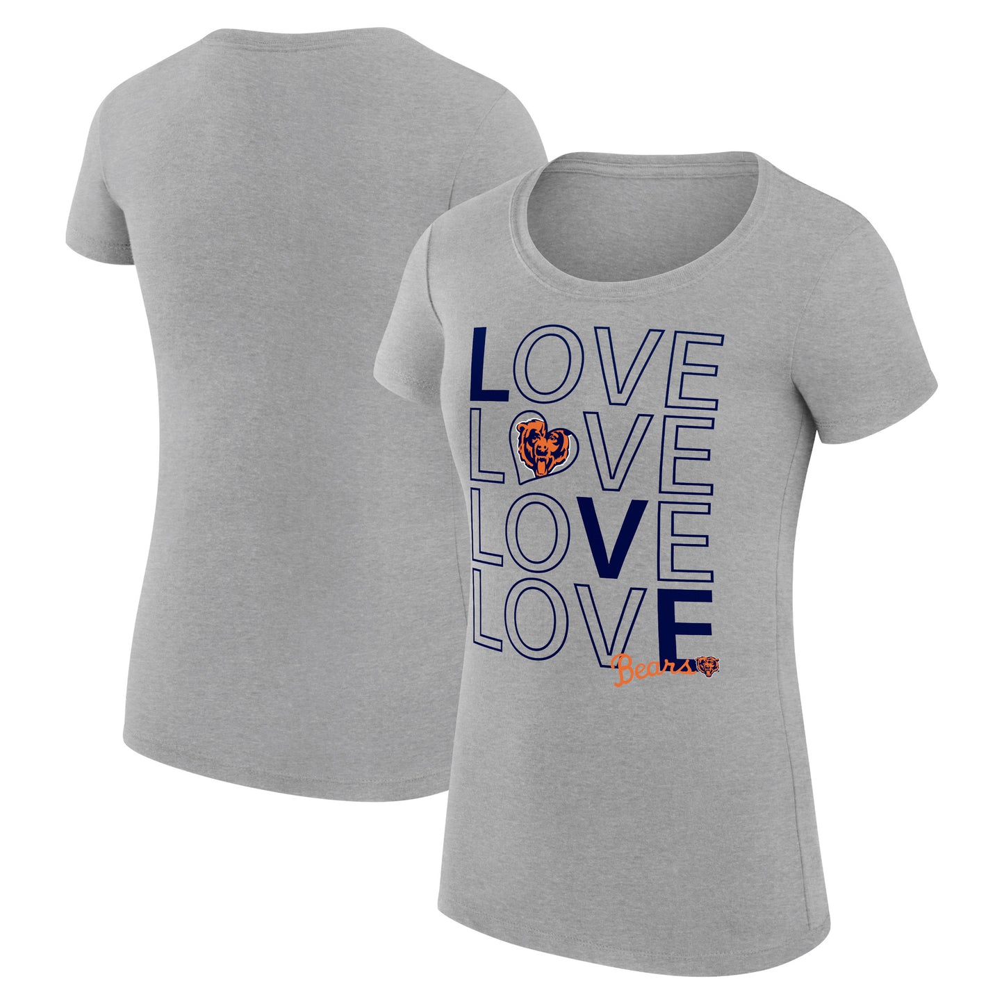 Women's G-III 4Her by Carl Banks Heather Gray Chicago Bears Love Graphic Fitted T-Shirt