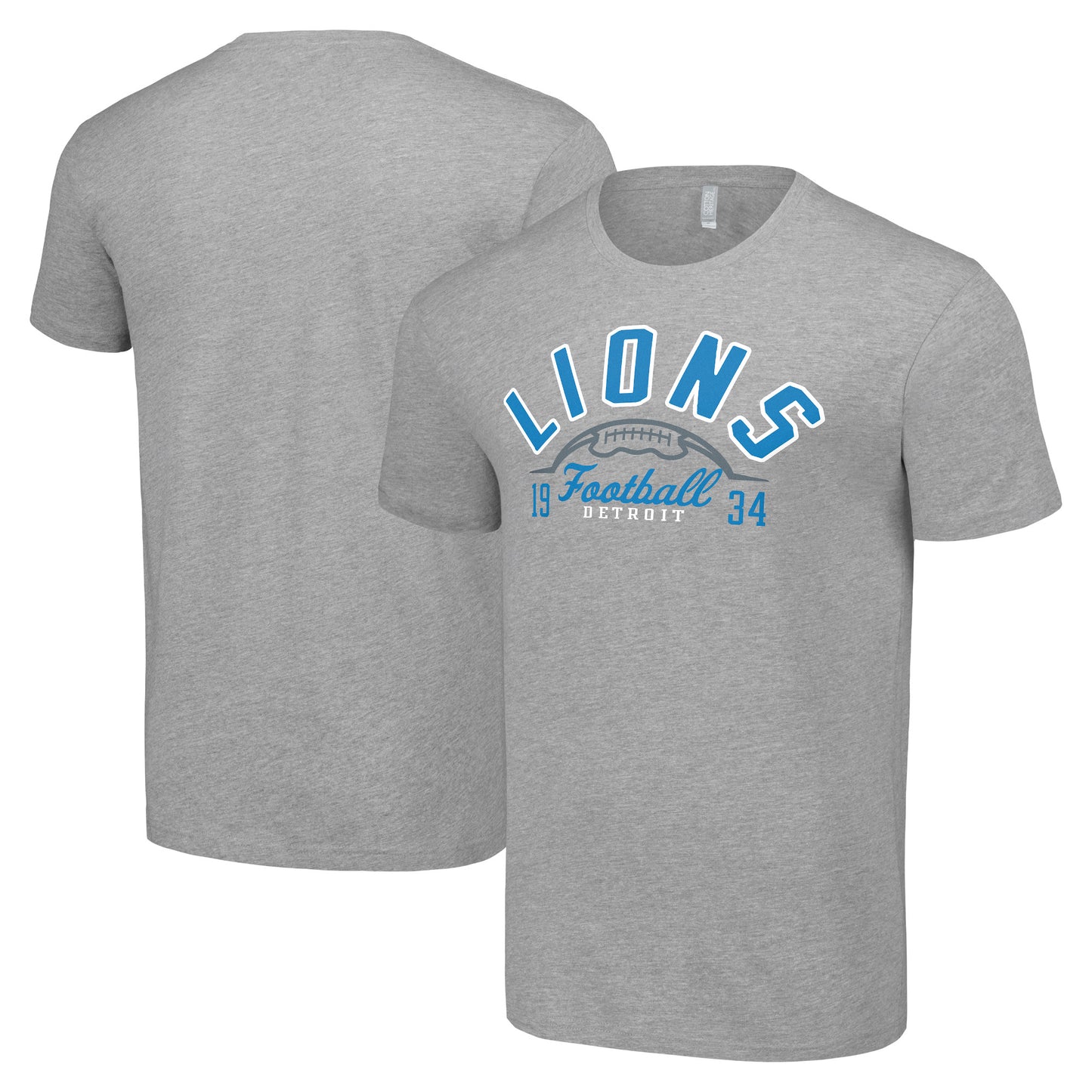 Men's Starter Heather Gray Detroit Lions Half Ball Team T-Shirt