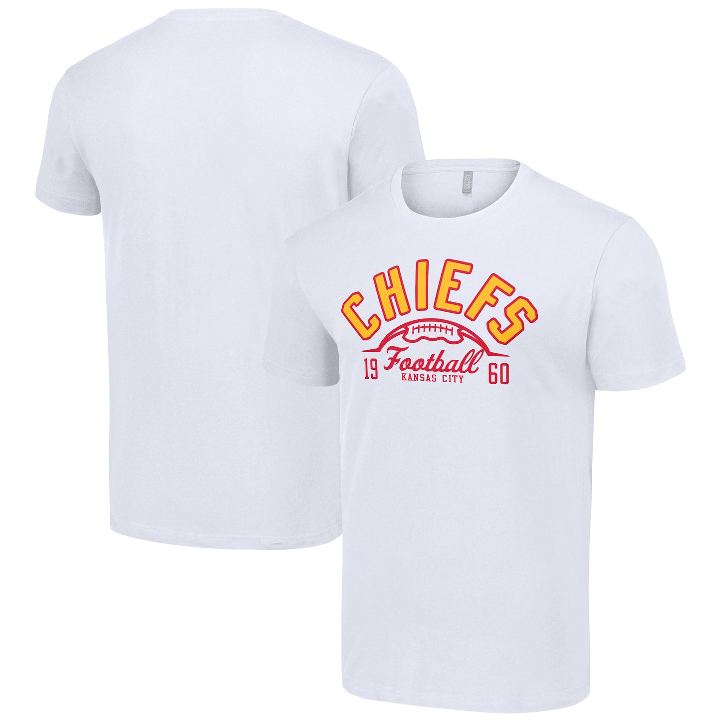 Men's Starter White Kansas City Chiefs Half Ball Team T-Shirt