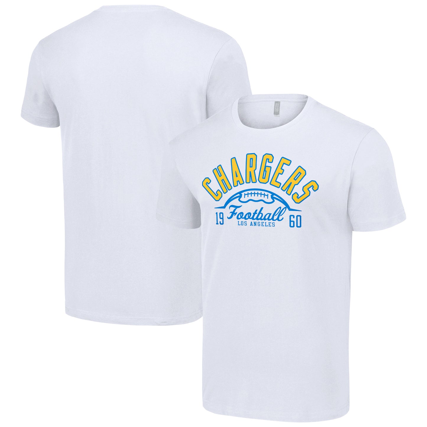 Men's Starter White Los Angeles Chargers Half Ball Team T-Shirt