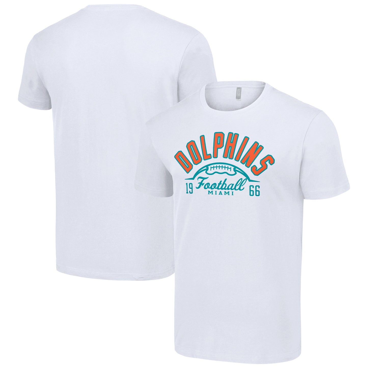 Men's Starter White Miami Dolphins Half Ball Team T-Shirt