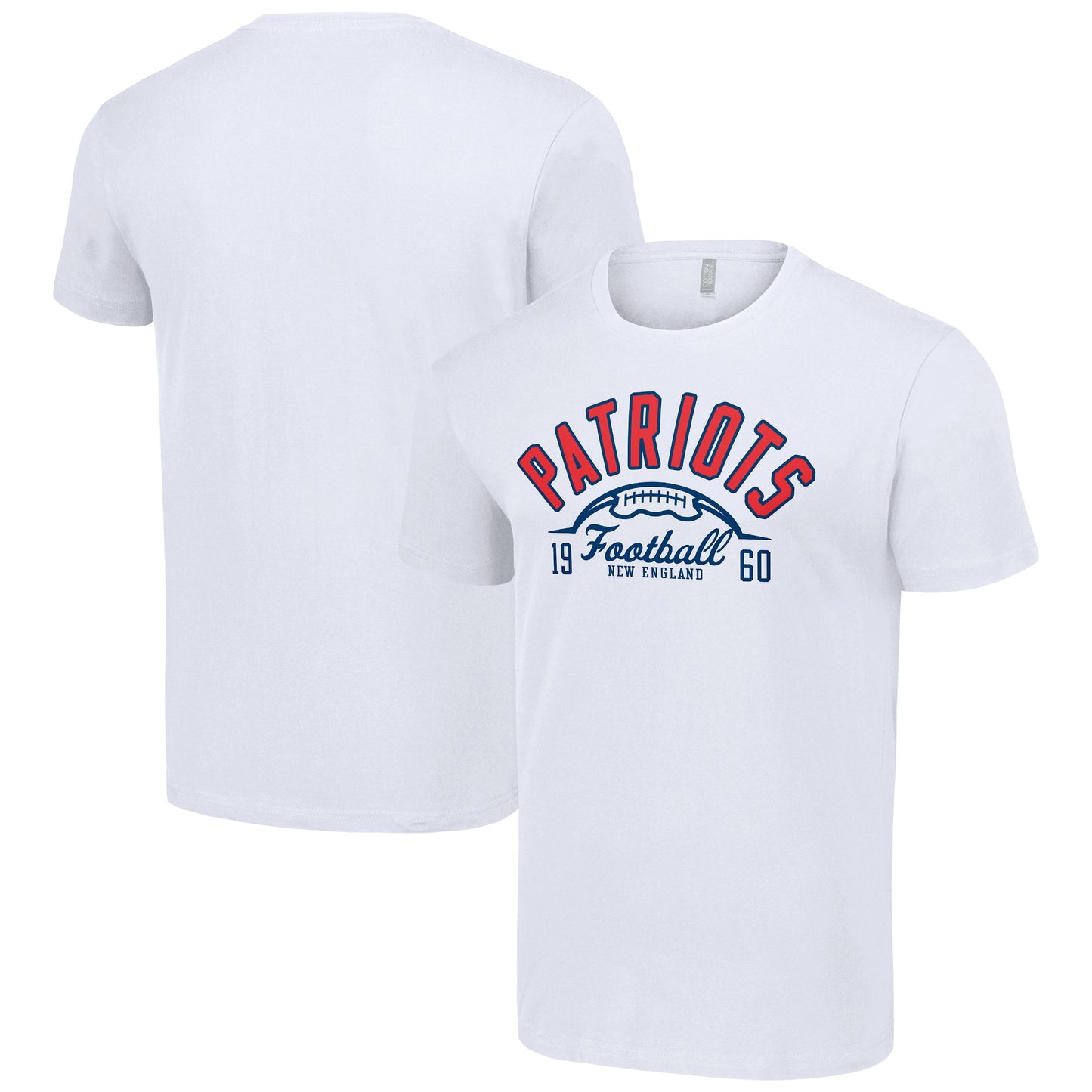 Men's Starter White New England Patriots Half Ball Team T-Shirt