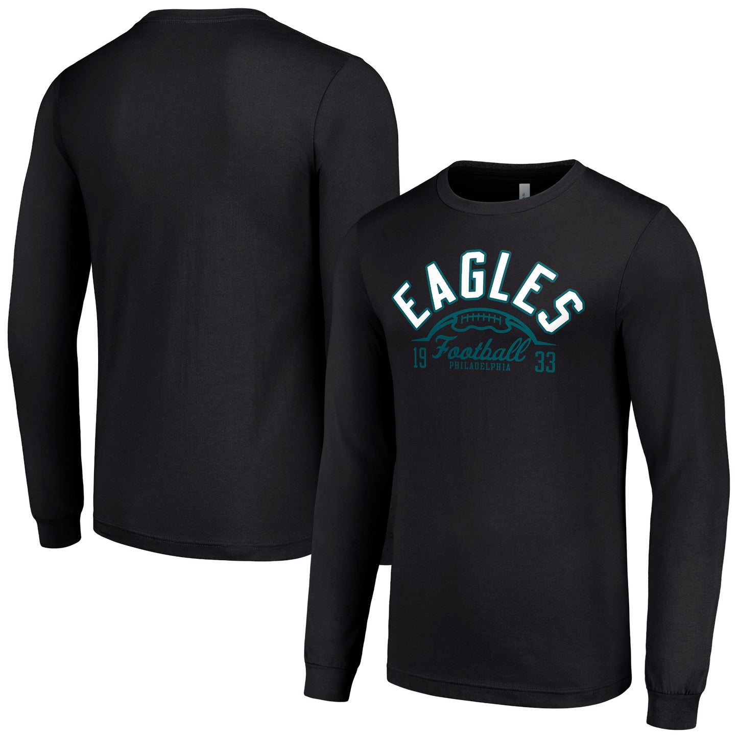 Men's Starter Black Philadelphia Eagles Half Ball Team Long Sleeve T-Shirt