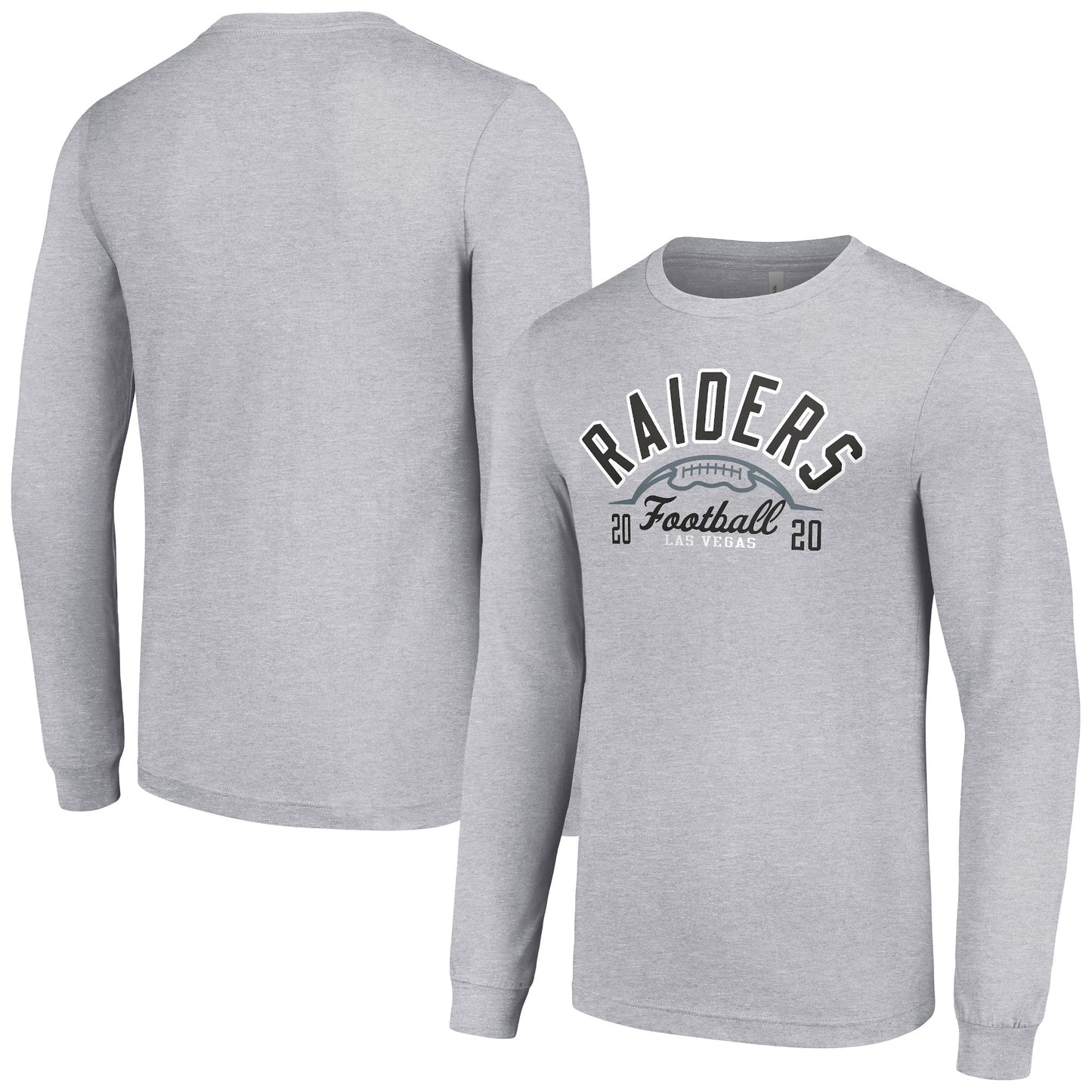 Men's Starter Heather Gray Las Vegas Raiders Half Ball Team Long Sleeve T-Shirt