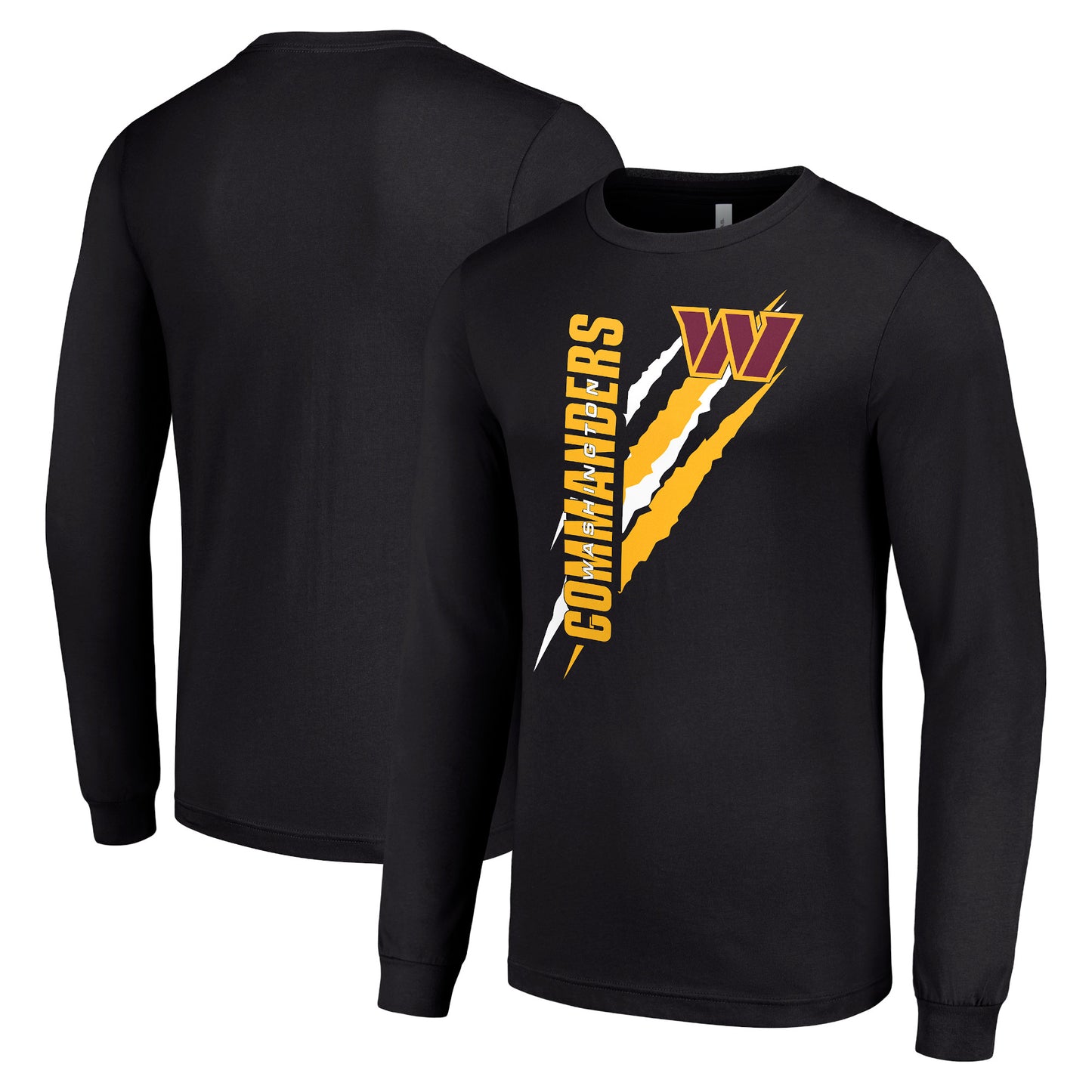 Men's Starter Black Washington Commanders Color Scratch Long Sleeve T-Shirt