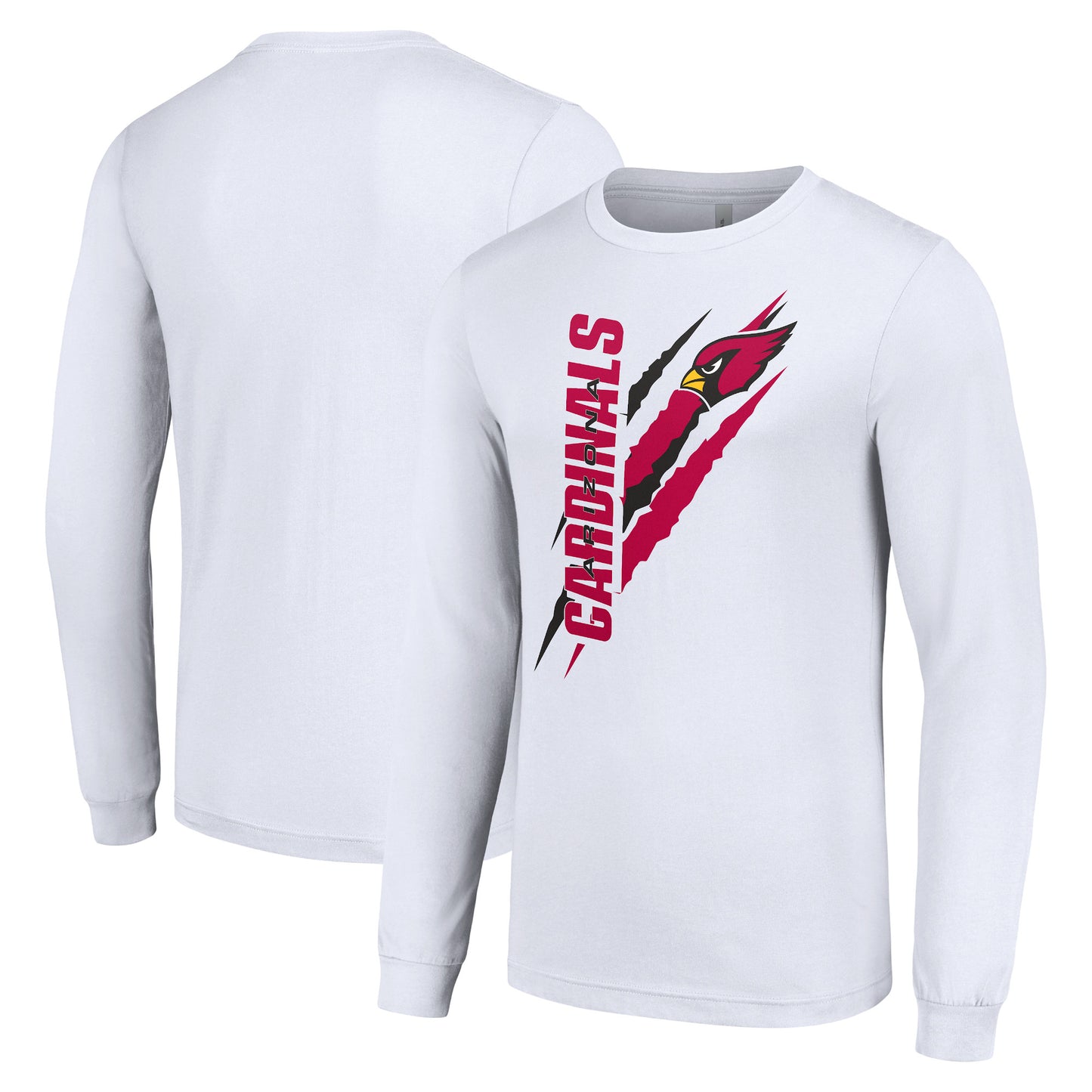 Men's Starter White Arizona Cardinals Color Scratch Long Sleeve T-Shirt