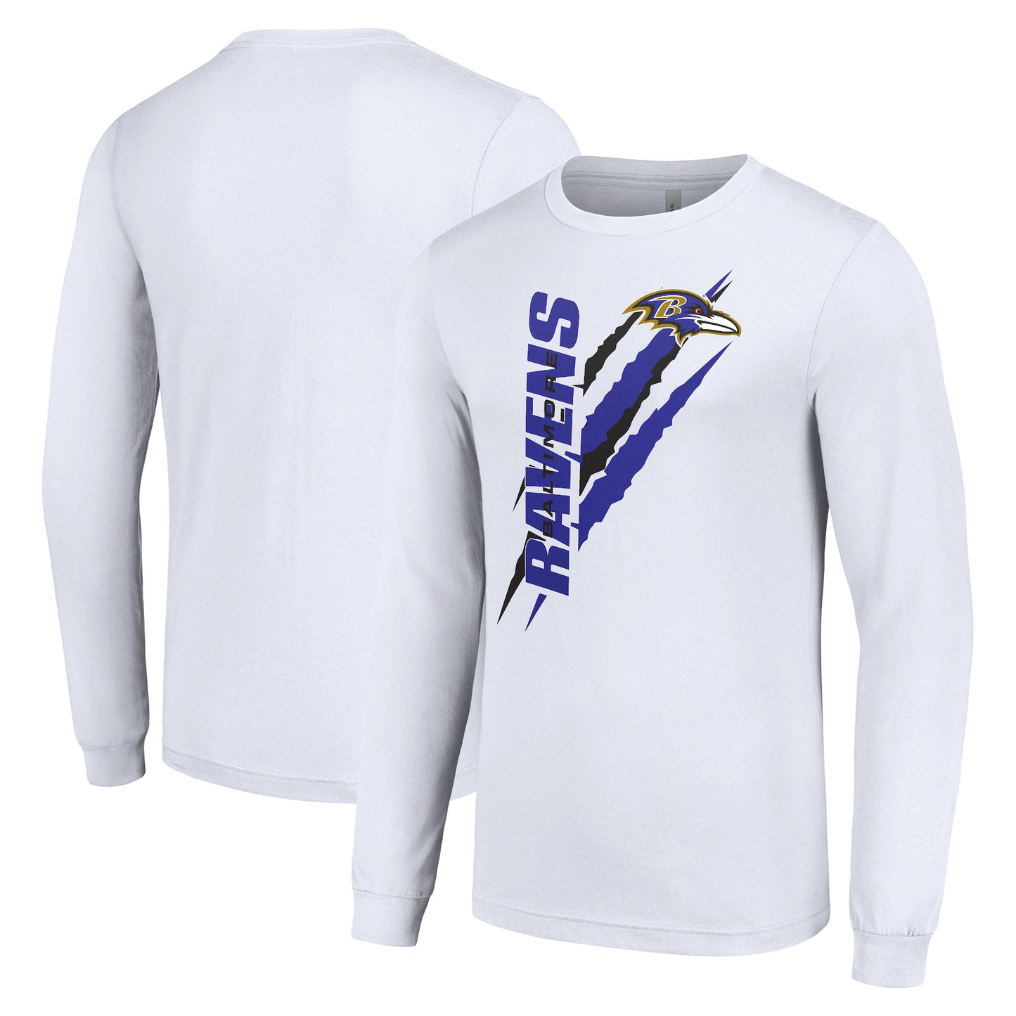 Men's Starter White Baltimore Ravens Color Scratch Long Sleeve T-Shirt
