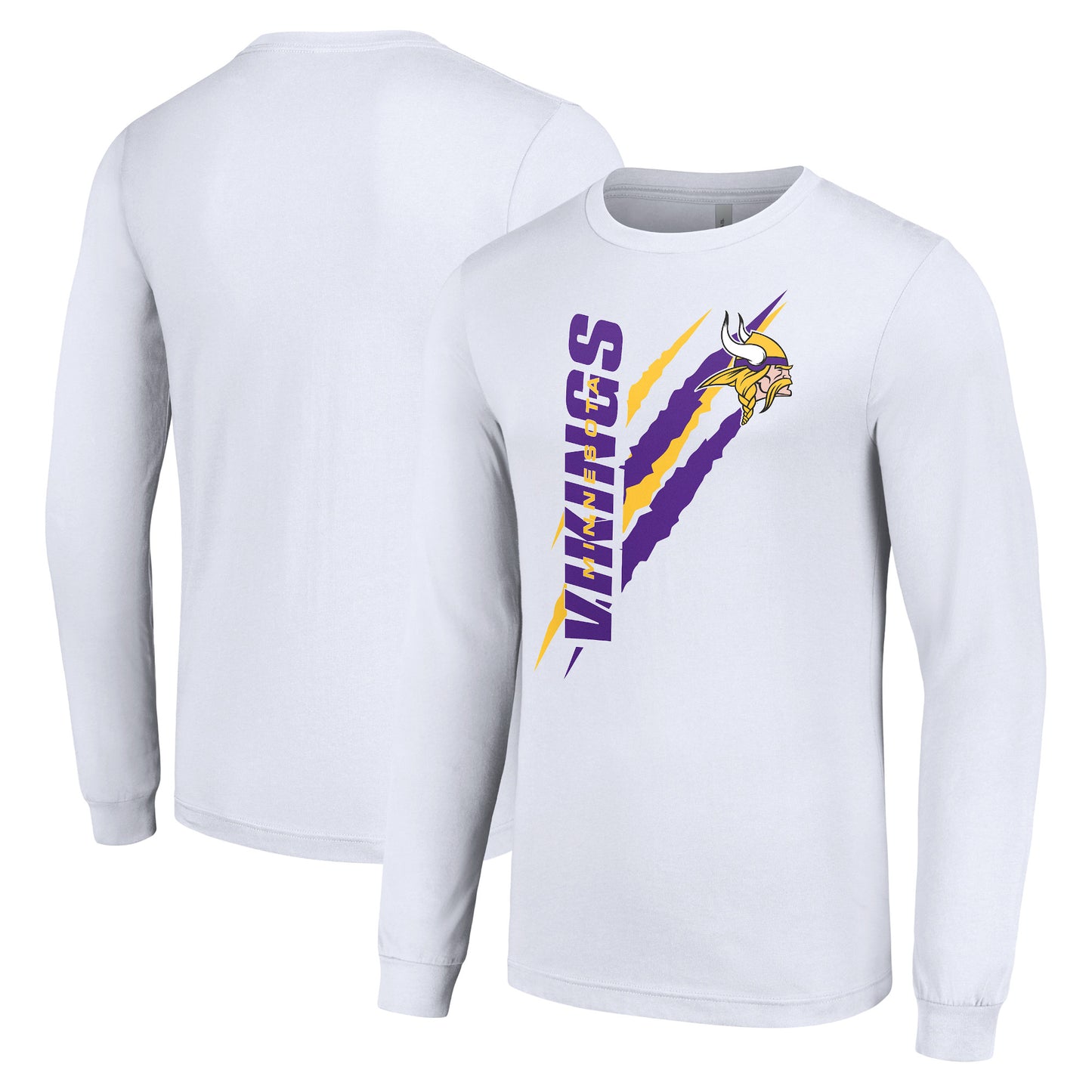 Men's Starter White Minnesota Vikings Color Scratch Long Sleeve T-Shirt
