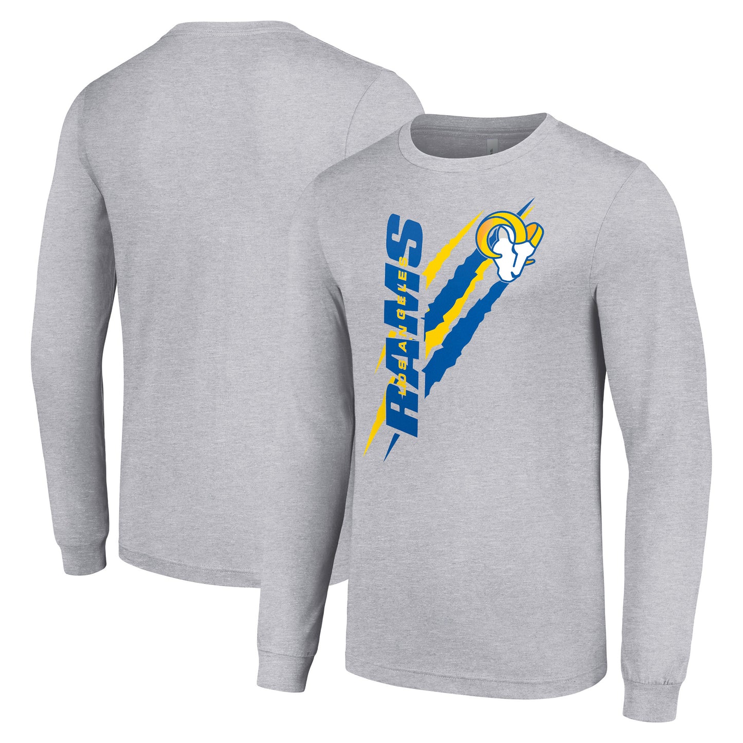 Men's Starter Heather Gray Los Angeles Rams Color Scratch Long Sleeve T-Shirt
