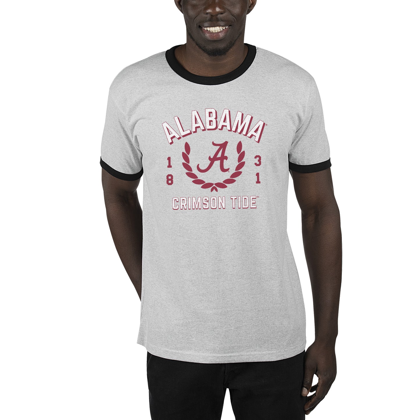 Men's Uscape Apparel Ash/Black Alabama Crimson Tide Renew Ringer T-Shirt