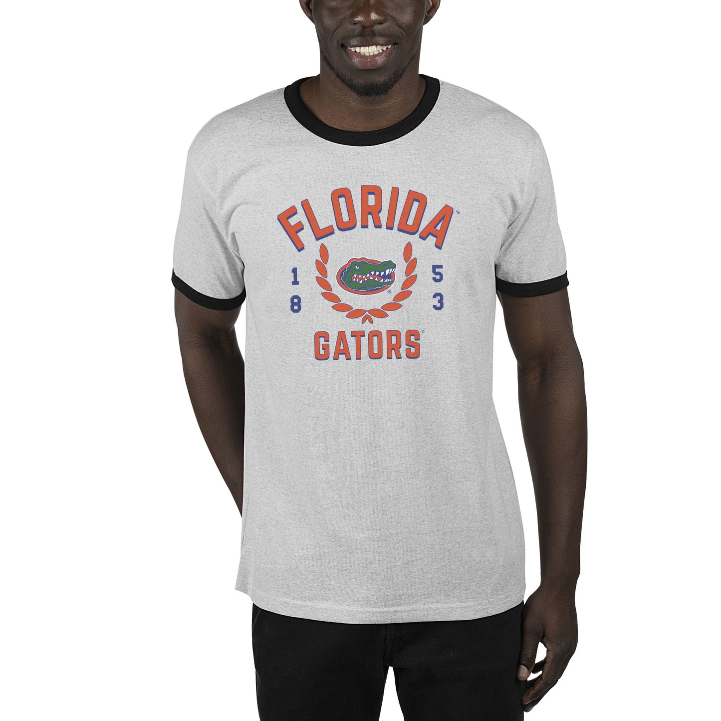 Men's Uscape Apparel Ash/Black Florida Gators Renew Ringer T-Shirt