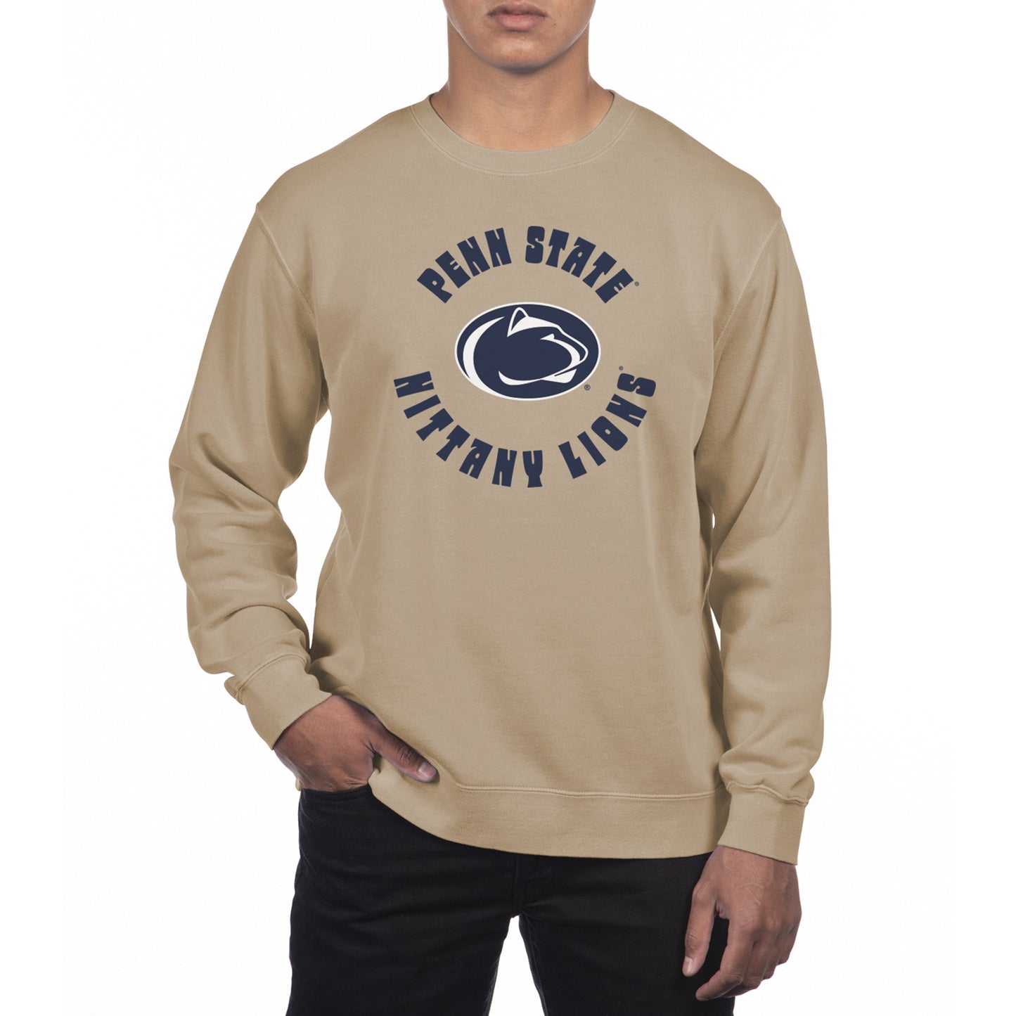 Men's Uscape Apparel Cream Penn State Nittany Lions Pigment Dyed Fleece Crew Neck Sweatshirt