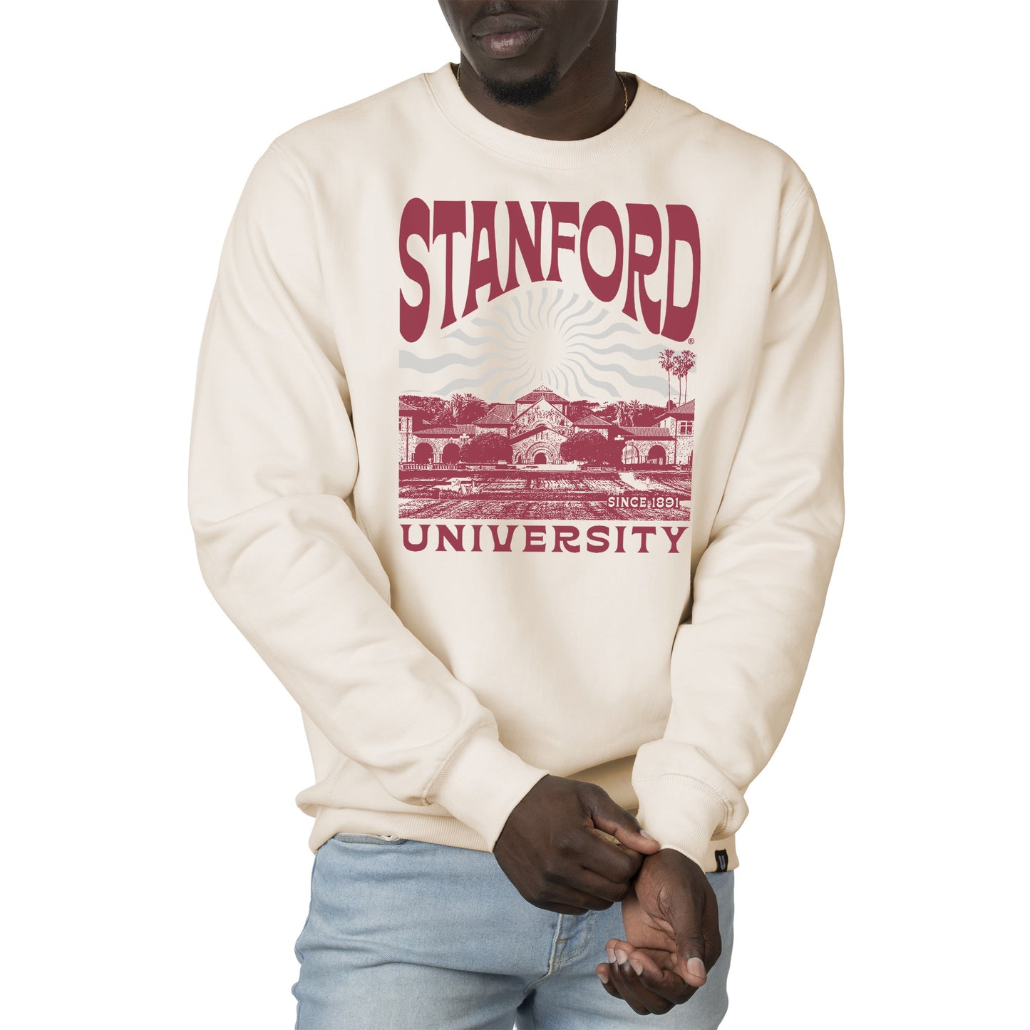 Men's Uscape Apparel Cream Stanford Cardinal Premium Heavyweight Crew Neck Sweatshirt