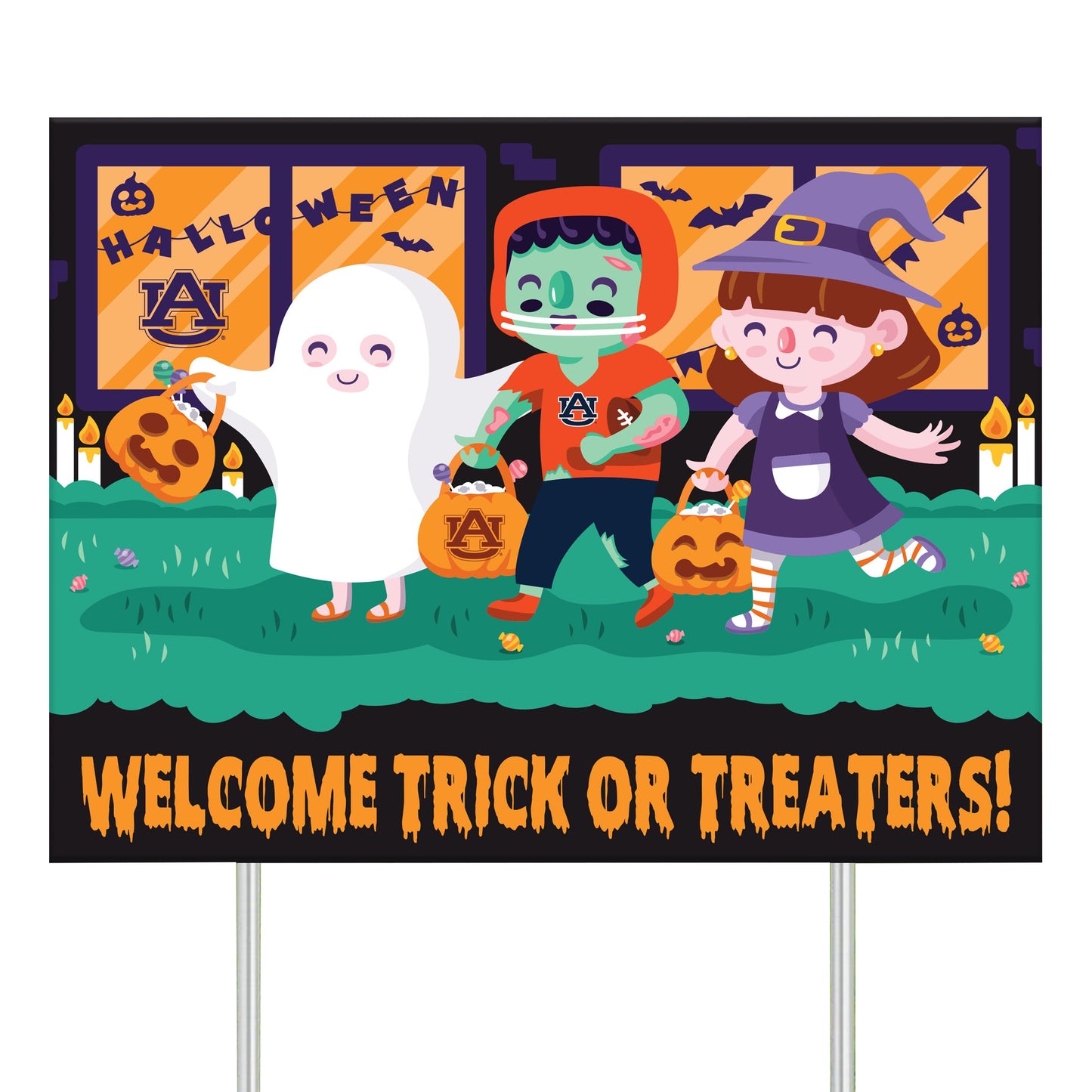 Auburn Tigers 24" Welcome Trick Or Treaters Yard Sign