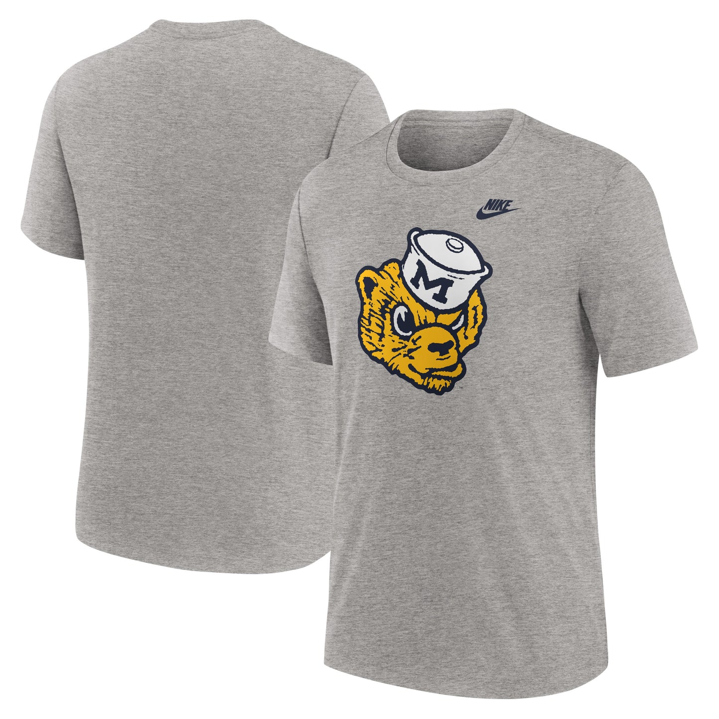 Men's Nike Heather Gray Michigan Wolverines Blitz Evergreen Legacy Primary Tri-Blend T-Shirt