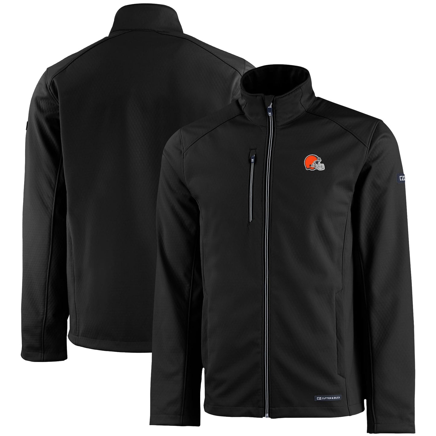 Men's Cutter & Buck Black Cleveland Browns Evoke Eco Softshell Recycled Full-Zip Jacket
