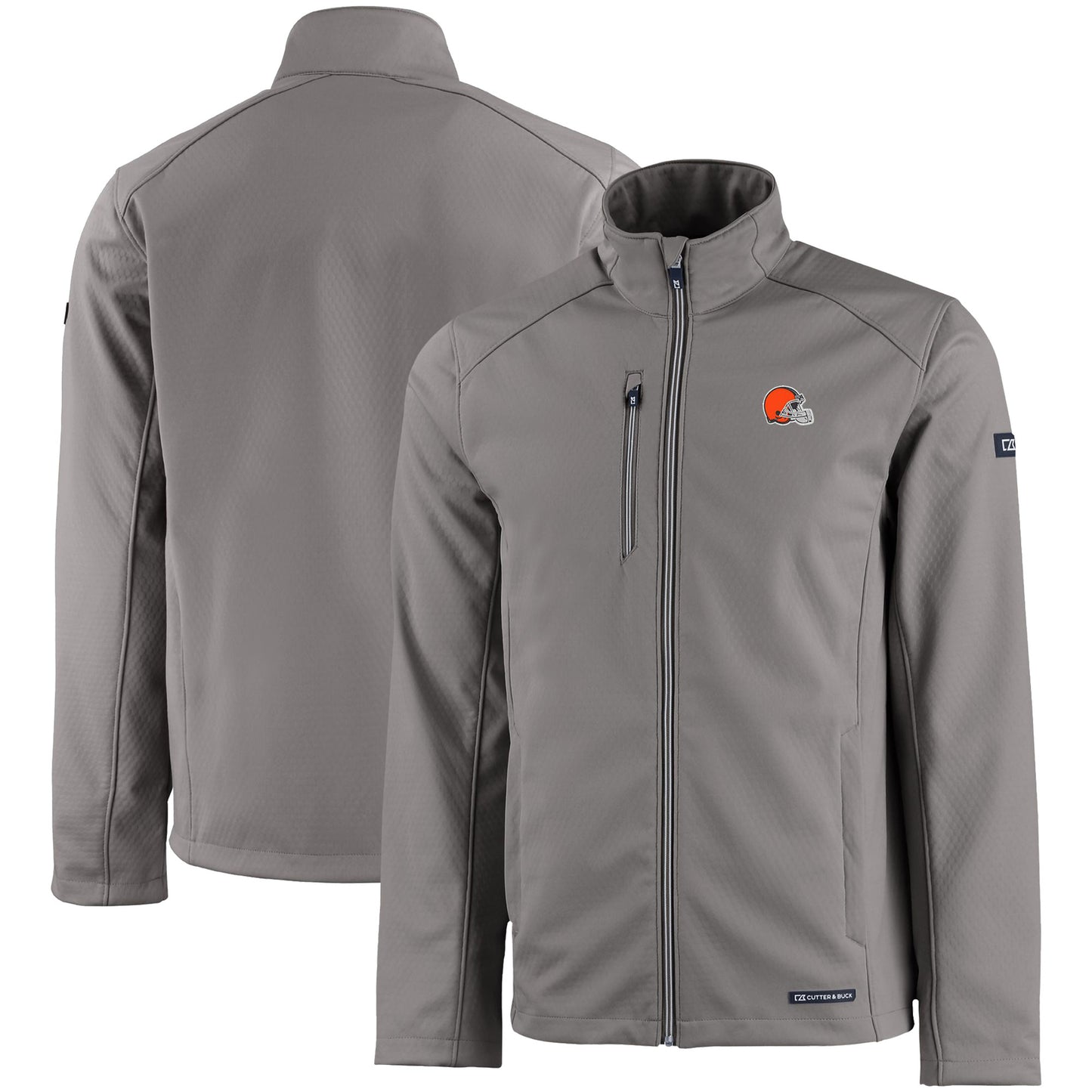 Men's Cutter & Buck Gray Cleveland Browns Evoke Eco Softshell Recycled Full-Zip Jacket