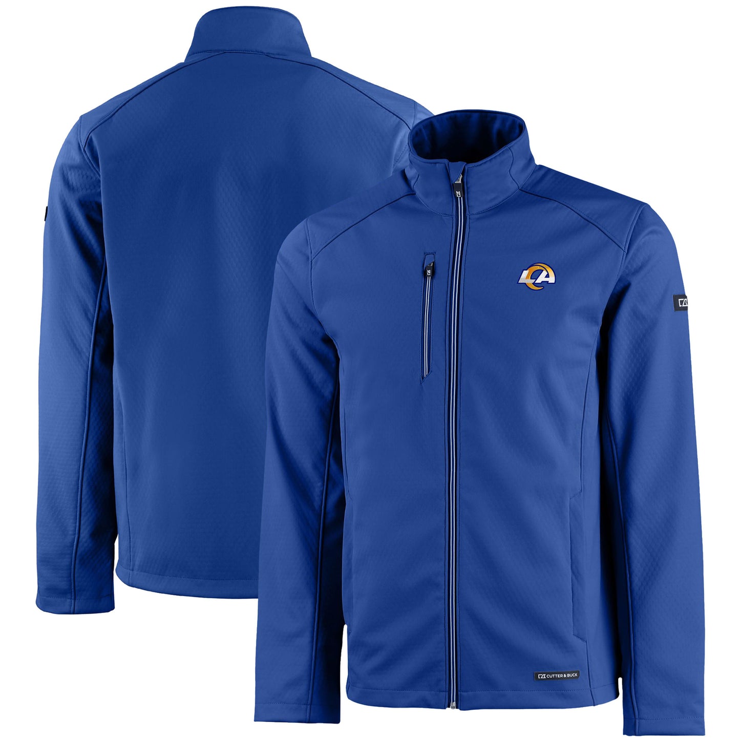 Men's Cutter & Buck Royal Los Angeles Rams Evoke Eco Softshell Recycled Full-Zip Jacket