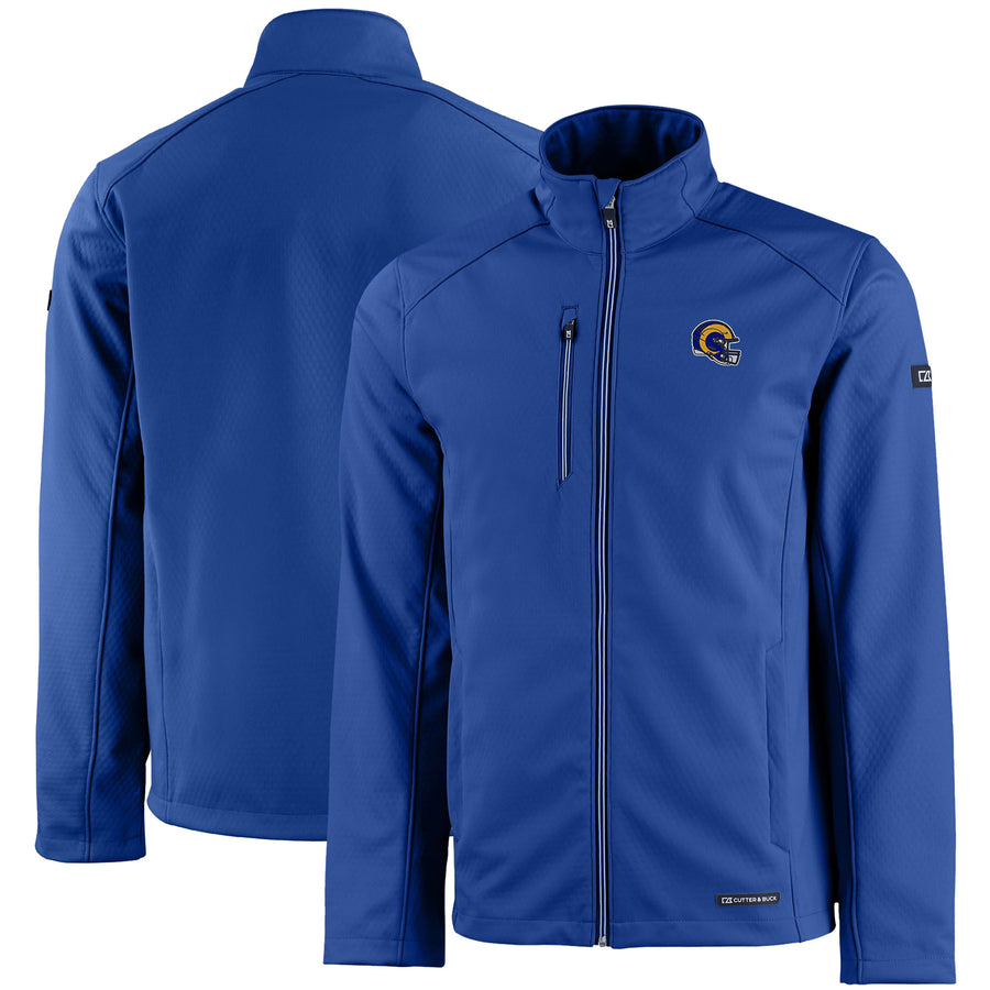 Men's Cutter & Buck Royal Los Angeles Rams Evoke Eco Softshell Recycled Full-Zip Jacket