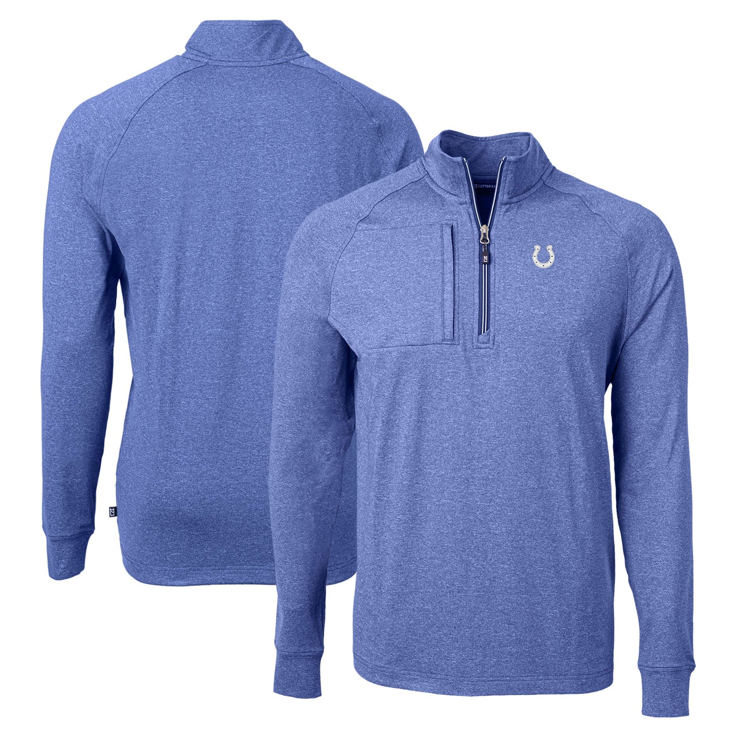Men's Cutter & Buck Royal Indianapolis Colts Adapt Eco Knit Quarter-Zip Pullover Top